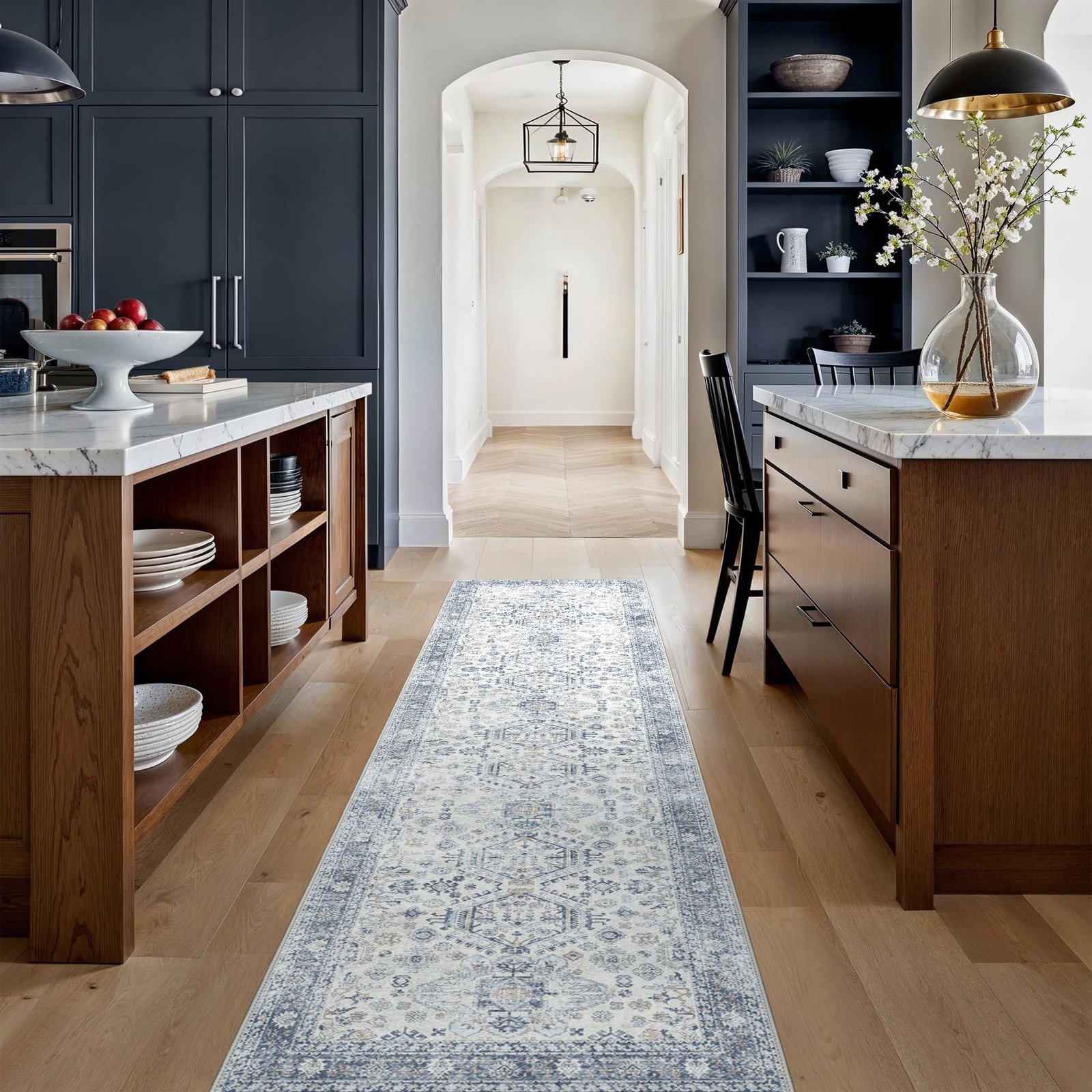 DAIMYO HILLS Washable Runner Rug 2x5, Non Slip Vintage Hallway Runner, Ultra Thin Low Pile Washable Carpet for Kitchen Entryway Bedroom, Brown - Image 196