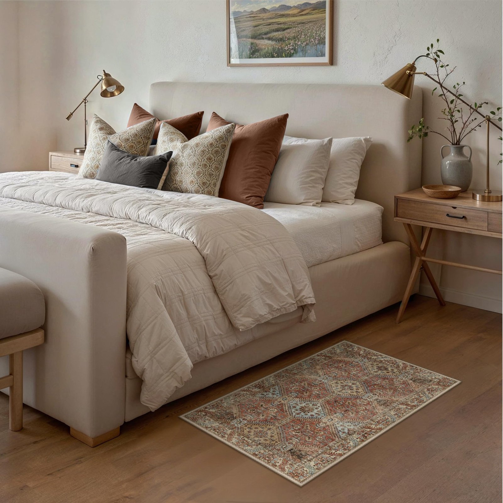 DAIMYO HILLS Washable Runner Rug 2x5, Non Slip Vintage Hallway Runner, Ultra Thin Low Pile Washable Carpet for Kitchen Entryway Bedroom, Brown - Image 266