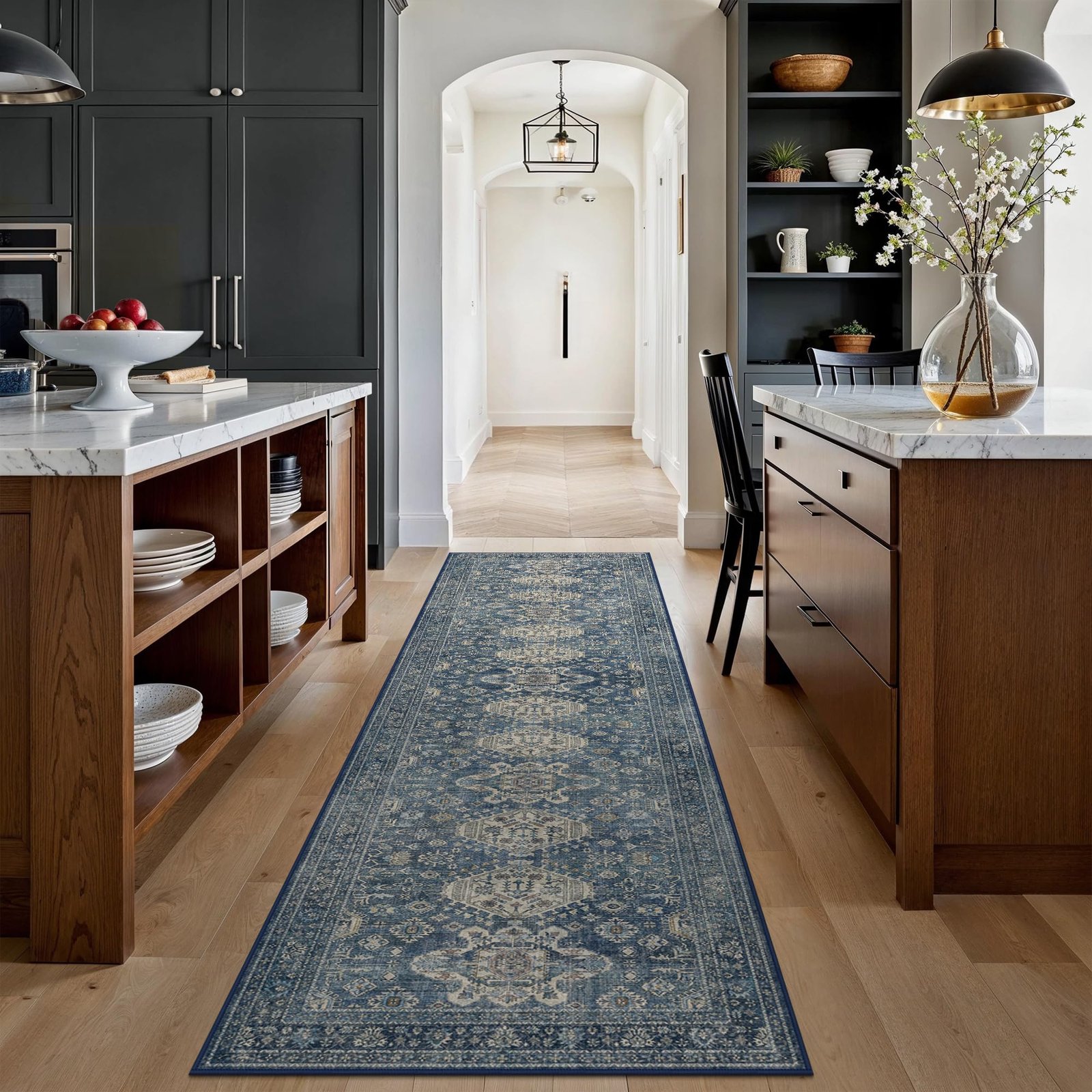 DAIMYO HILLS Washable Runner Rug 2x5, Non Slip Vintage Hallway Runner, Ultra Thin Low Pile Washable Carpet for Kitchen Entryway Bedroom, Brown - Image 69