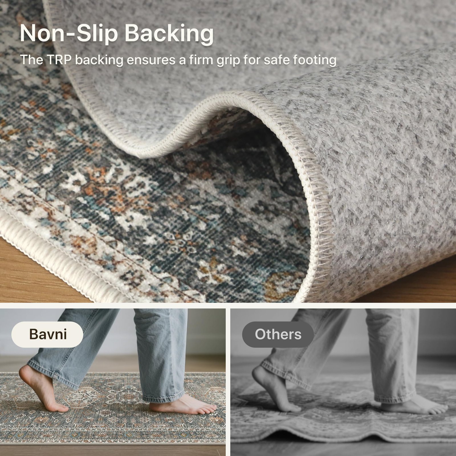 DAIMYO HILLS Washable Runner Rug 2x5, Non Slip Vintage Hallway Runner, Ultra Thin Low Pile Washable Carpet for Kitchen Entryway Bedroom, Brown - Image 45