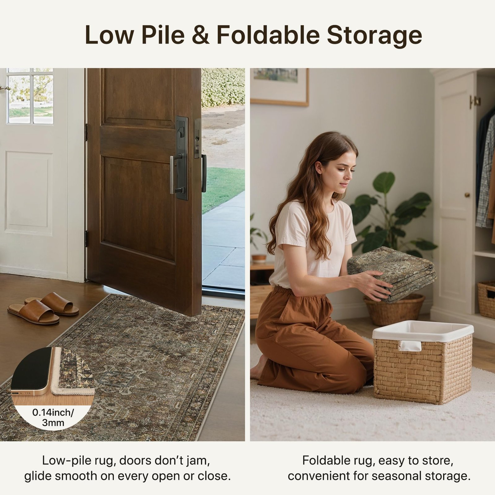 DAIMYO HILLS Washable Runner Rug 2x5, Non Slip Vintage Hallway Runner, Ultra Thin Low Pile Washable Carpet for Kitchen Entryway Bedroom, Brown - Image 121