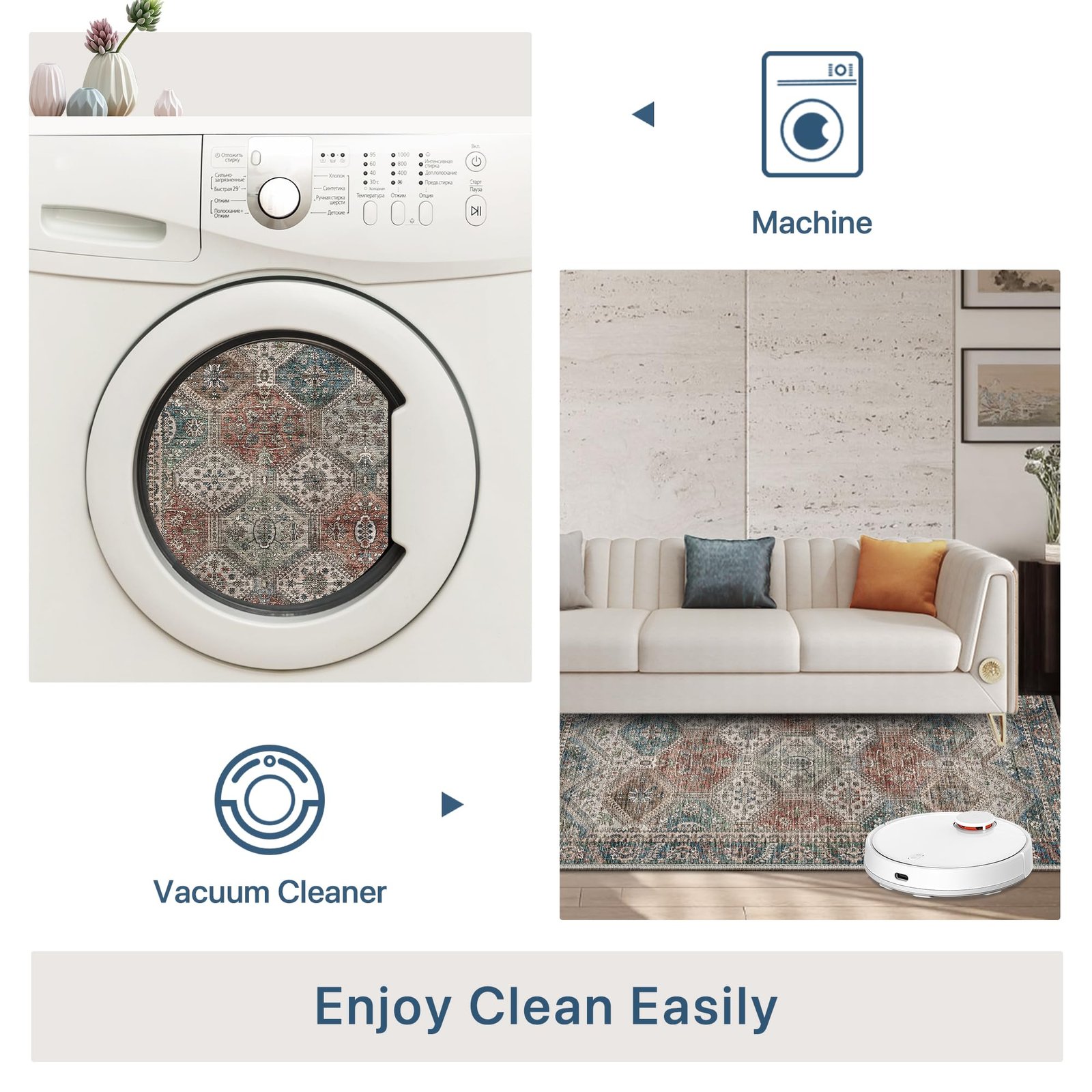 DAIMYO HILLS Washable Runner Rug 2x5, Non Slip Vintage Hallway Runner, Ultra Thin Low Pile Washable Carpet for Kitchen Entryway Bedroom, Brown - Image 51