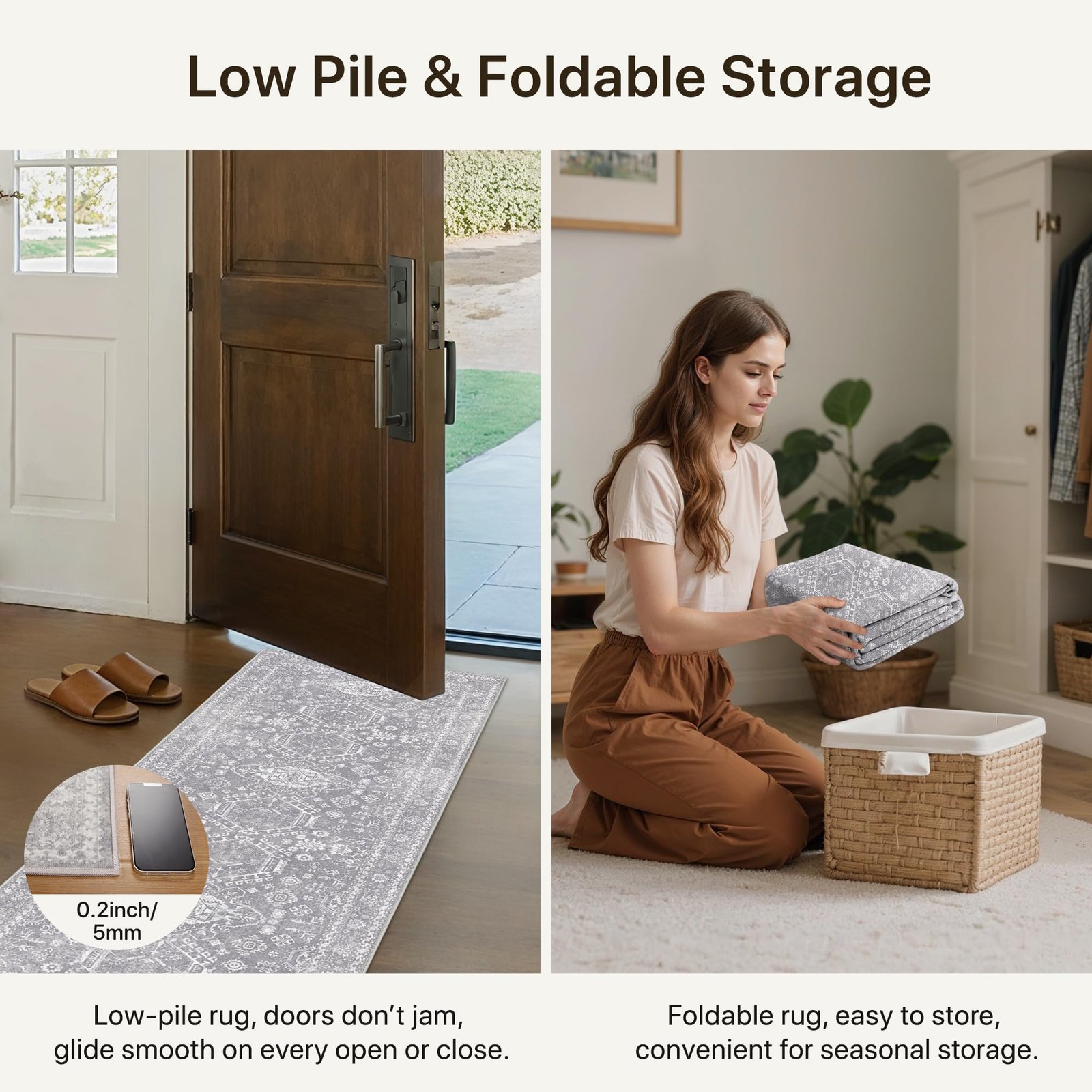 DAIMYO HILLS Washable Runner Rug 2x5, Non Slip Vintage Hallway Runner, Ultra Thin Low Pile Washable Carpet for Kitchen Entryway Bedroom, Brown - Image 243