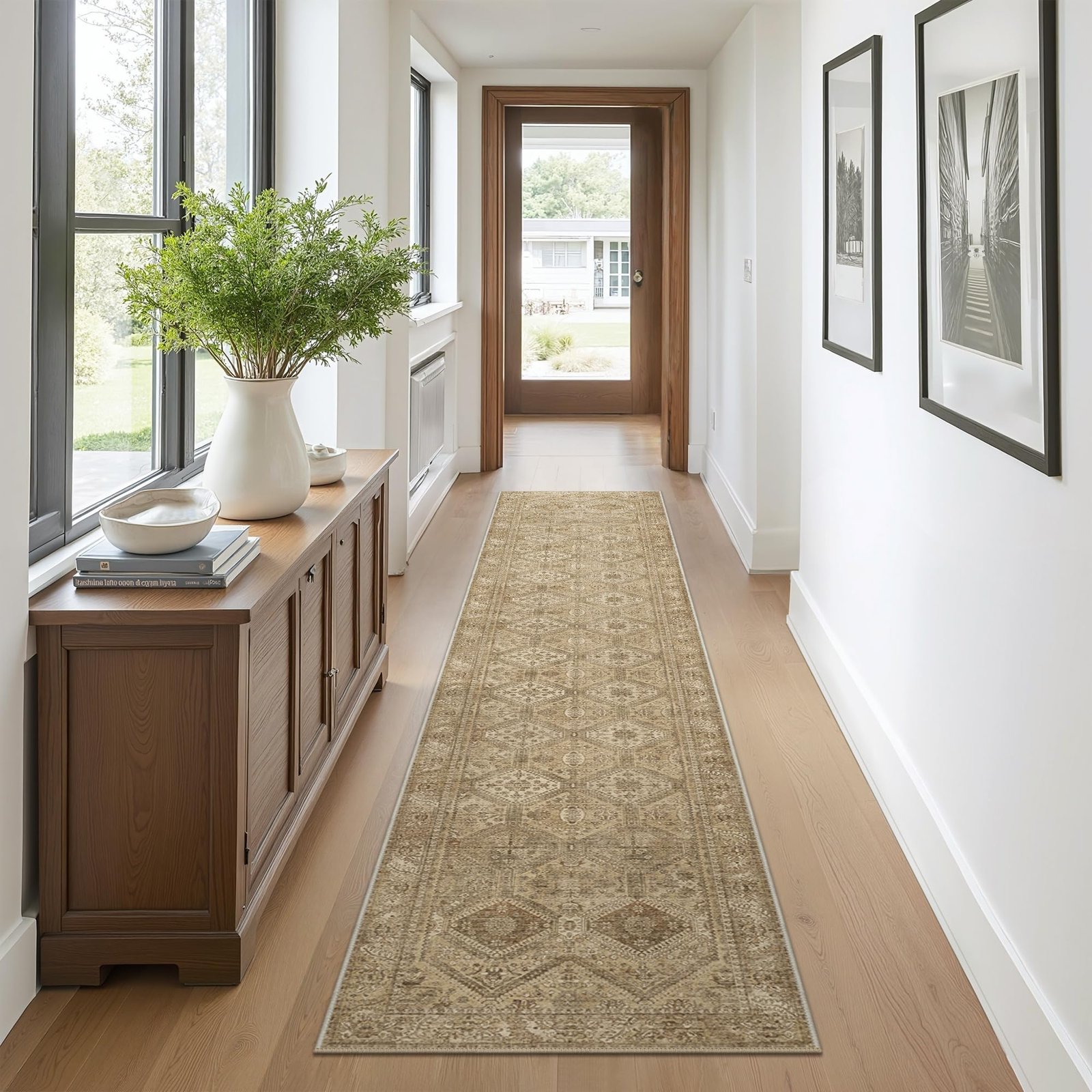 DAIMYO HILLS Washable Runner Rug 2x5, Non Slip Vintage Hallway Runner, Ultra Thin Low Pile Washable Carpet for Kitchen Entryway Bedroom, Brown - Image 310