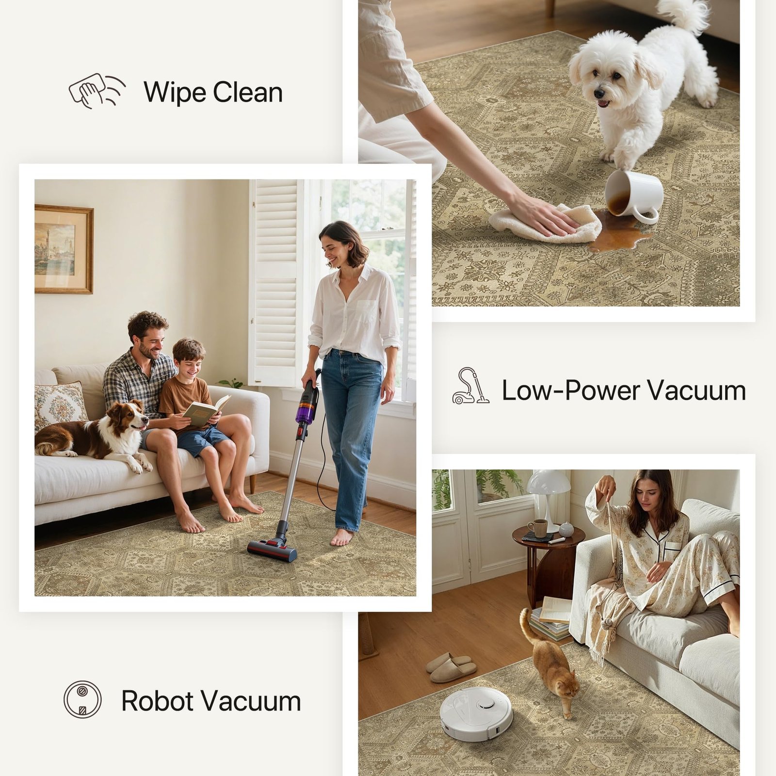 DAIMYO HILLS Washable Runner Rug 2x5, Non Slip Vintage Hallway Runner, Ultra Thin Low Pile Washable Carpet for Kitchen Entryway Bedroom, Brown - Image 112