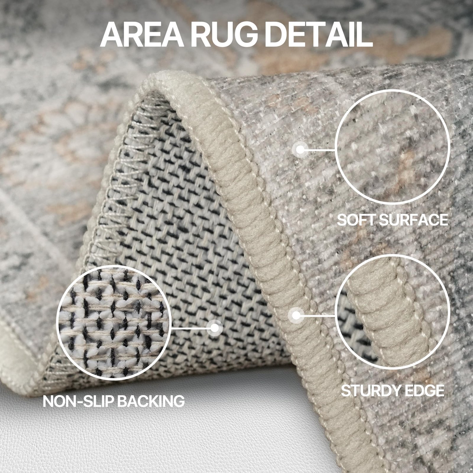 DAIMYO HILLS Washable Runner Rug 2x5, Non Slip Vintage Hallway Runner, Ultra Thin Low Pile Washable Carpet for Kitchen Entryway Bedroom, Brown - Image 66