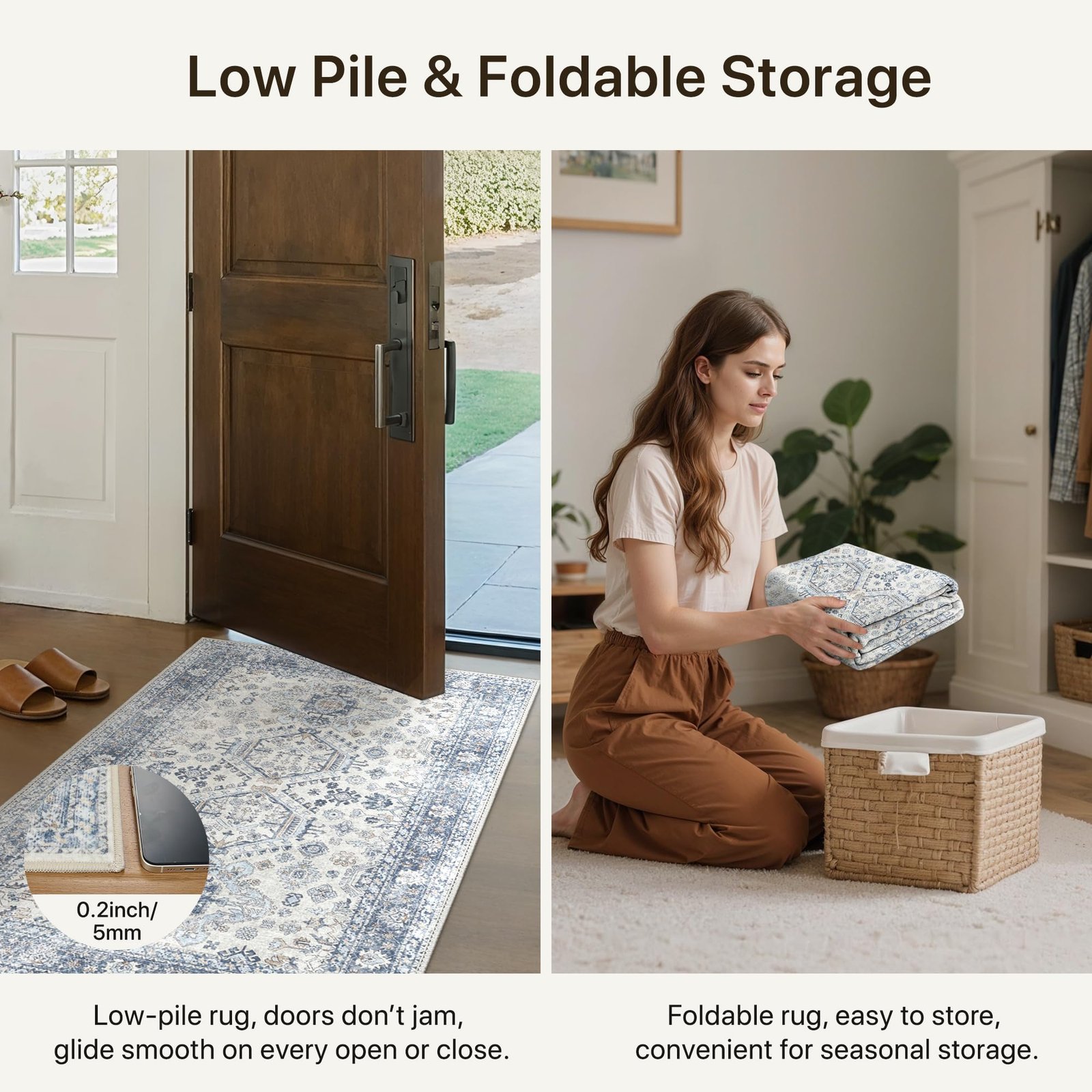 DAIMYO HILLS Washable Runner Rug 2x5, Non Slip Vintage Hallway Runner, Ultra Thin Low Pile Washable Carpet for Kitchen Entryway Bedroom, Brown - Image 199