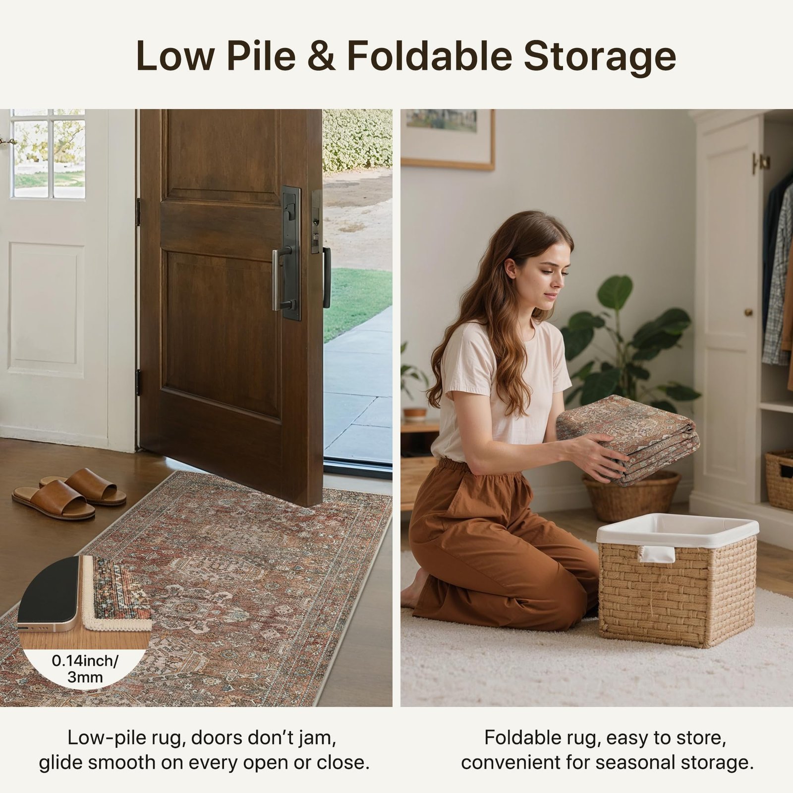 DAIMYO HILLS Washable Runner Rug 2x5, Non Slip Vintage Hallway Runner, Ultra Thin Low Pile Washable Carpet for Kitchen Entryway Bedroom, Brown - Image 61