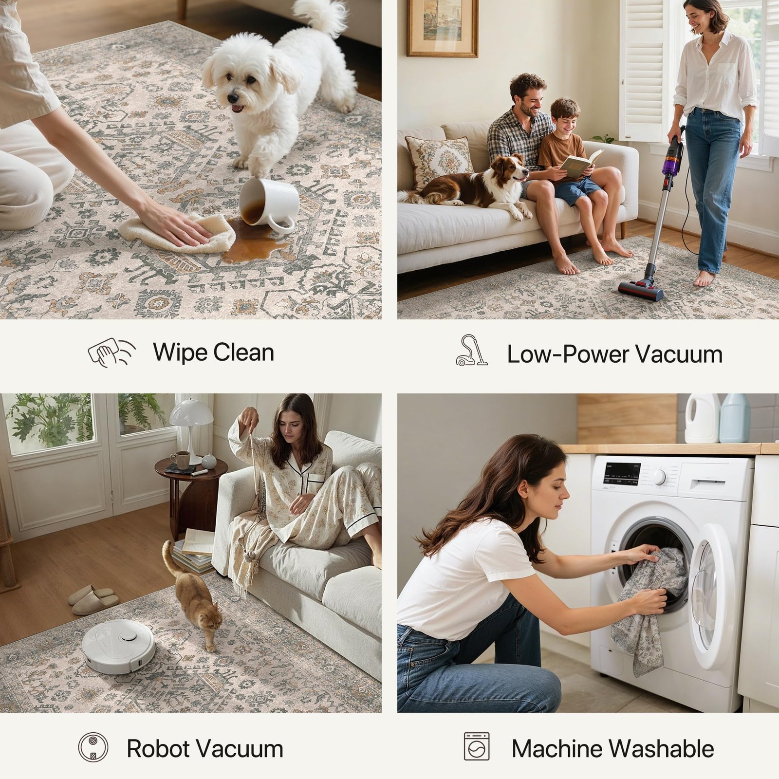 DAIMYO HILLS Washable Runner Rug 2x5, Non Slip Vintage Hallway Runner, Ultra Thin Low Pile Washable Carpet for Kitchen Entryway Bedroom, Brown - Image 279