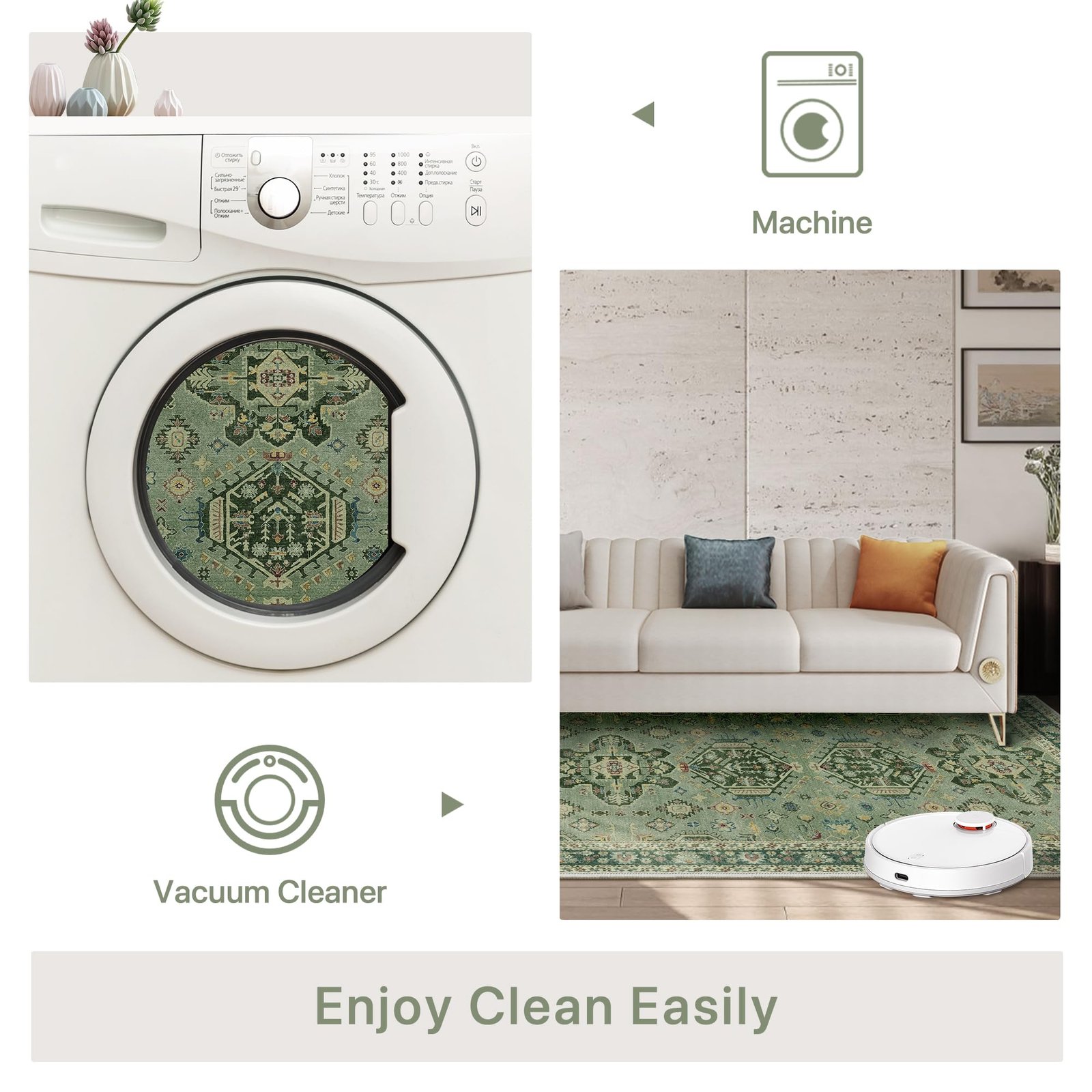 DAIMYO HILLS Washable Runner Rug 2x5, Non Slip Vintage Hallway Runner, Ultra Thin Low Pile Washable Carpet for Kitchen Entryway Bedroom, Brown - Image 216