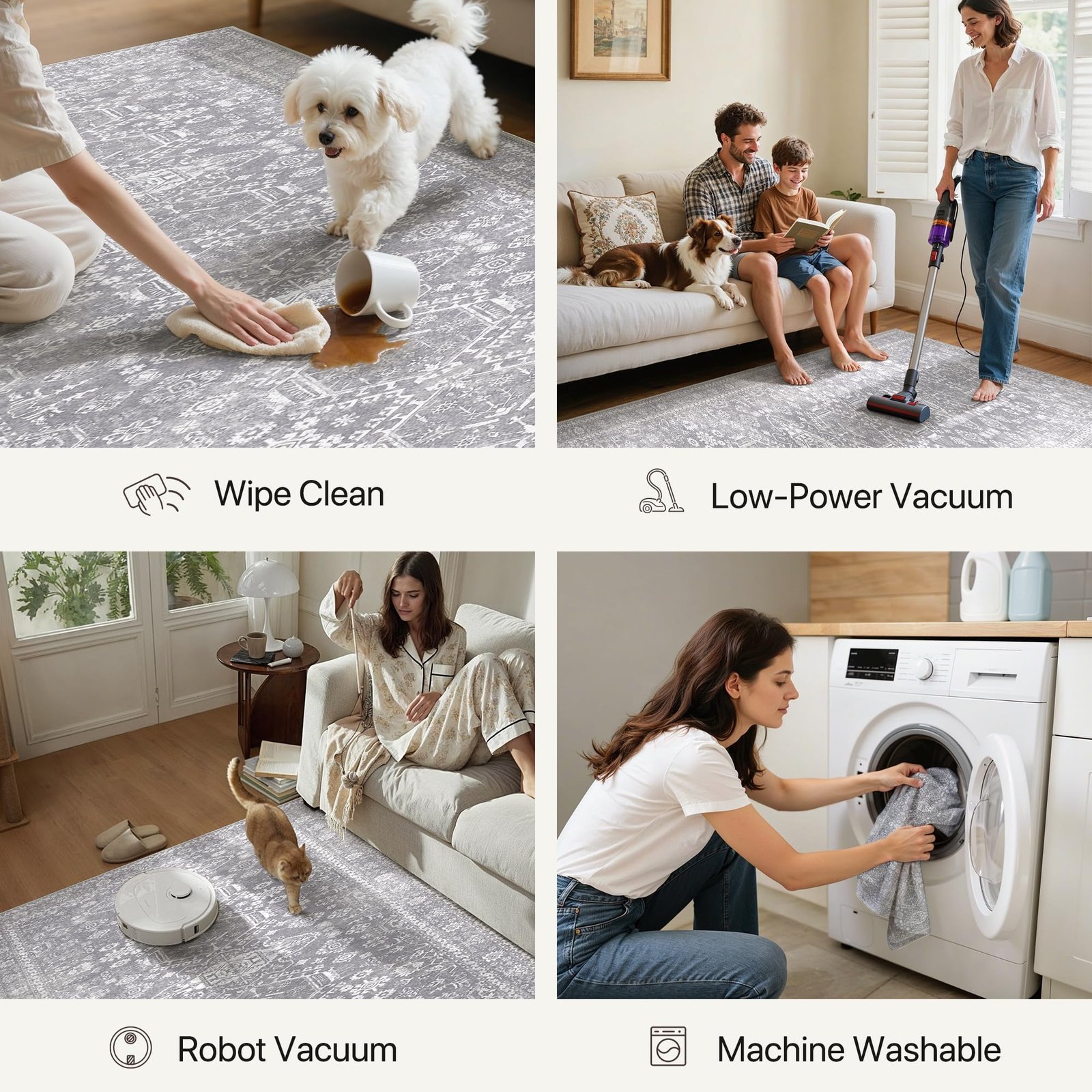 DAIMYO HILLS Washable Runner Rug 2x5, Non Slip Vintage Hallway Runner, Ultra Thin Low Pile Washable Carpet for Kitchen Entryway Bedroom, Brown - Image 244