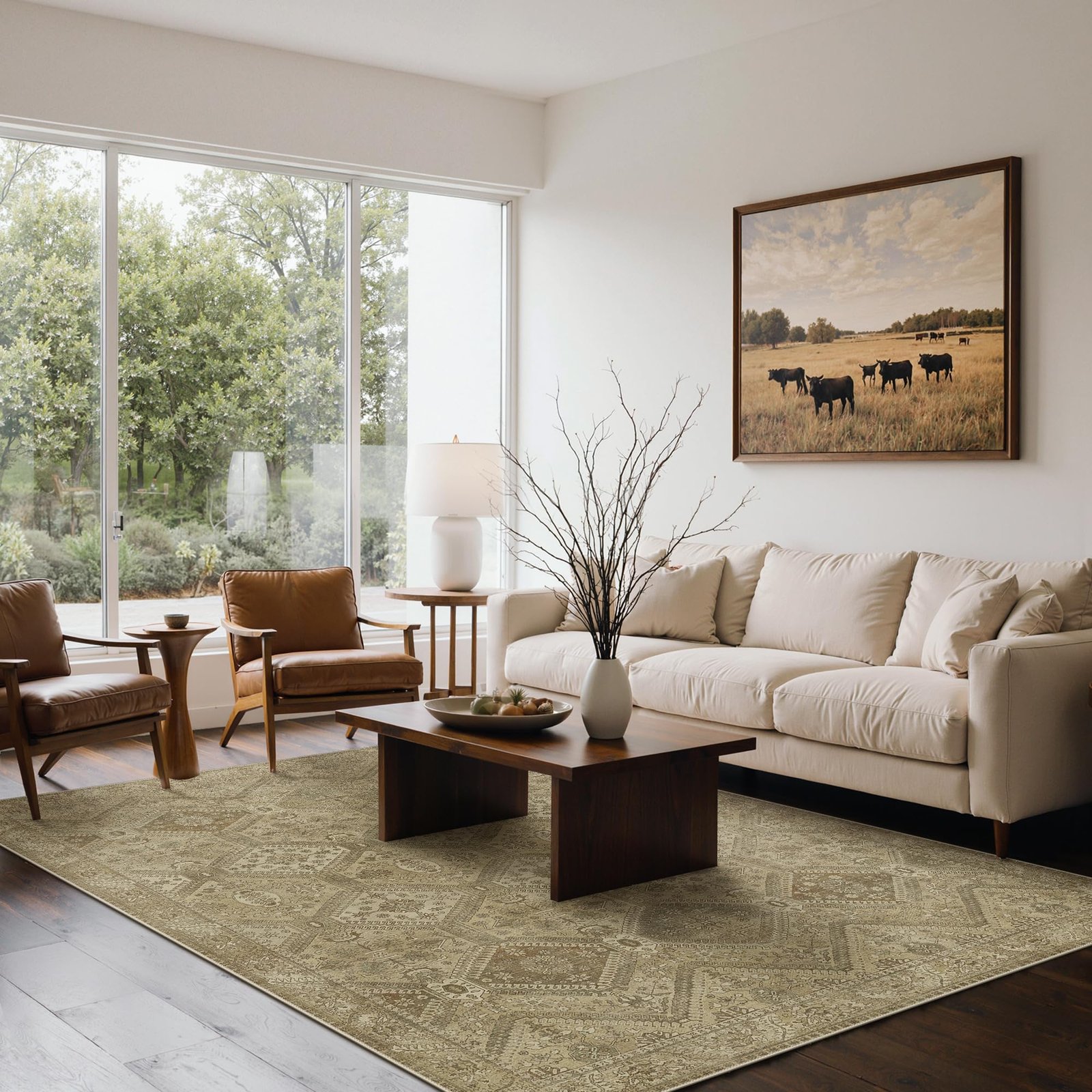 DAIMYO HILLS Washable Runner Rug 2x5, Non Slip Vintage Hallway Runner, Ultra Thin Low Pile Washable Carpet for Kitchen Entryway Bedroom, Brown - Image 163