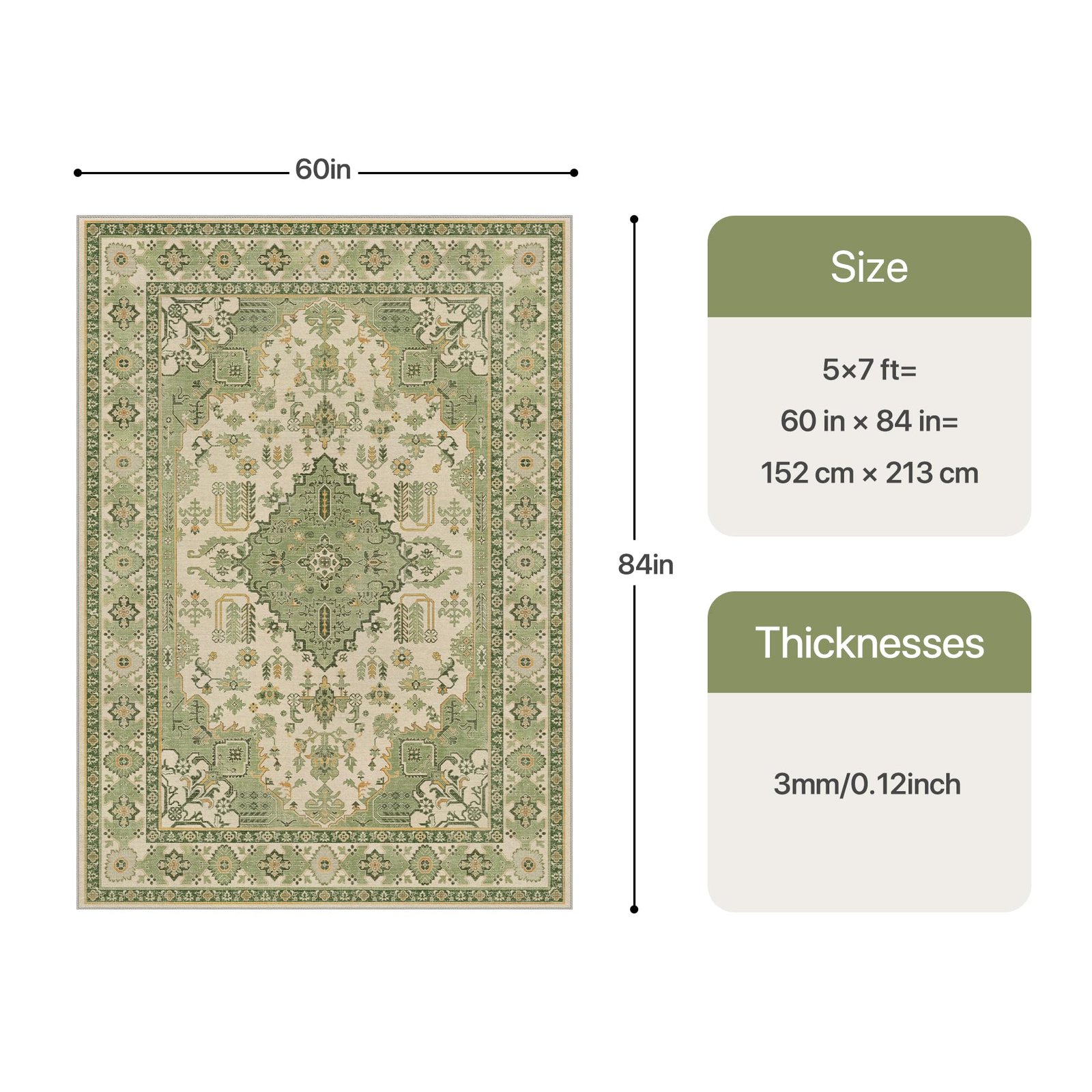 DAIMYO HILLS Washable Runner Rug 2x5, Non Slip Vintage Hallway Runner, Ultra Thin Low Pile Washable Carpet for Kitchen Entryway Bedroom, Brown - Image 9