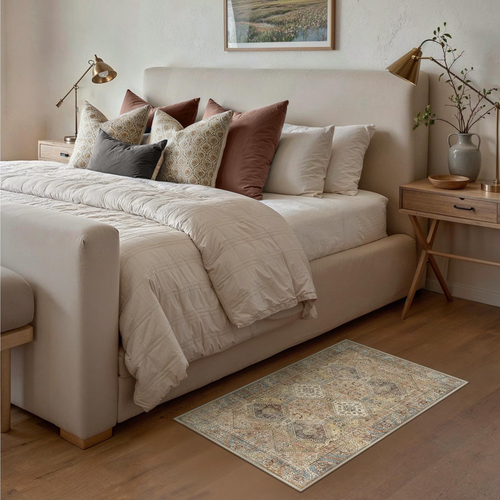 DAIMYO HILLS Washable Runner Rug 2x5, Non Slip Vintage Hallway Runner, Ultra Thin Low Pile Washable Carpet for Kitchen Entryway Bedroom, Brown - Image 303