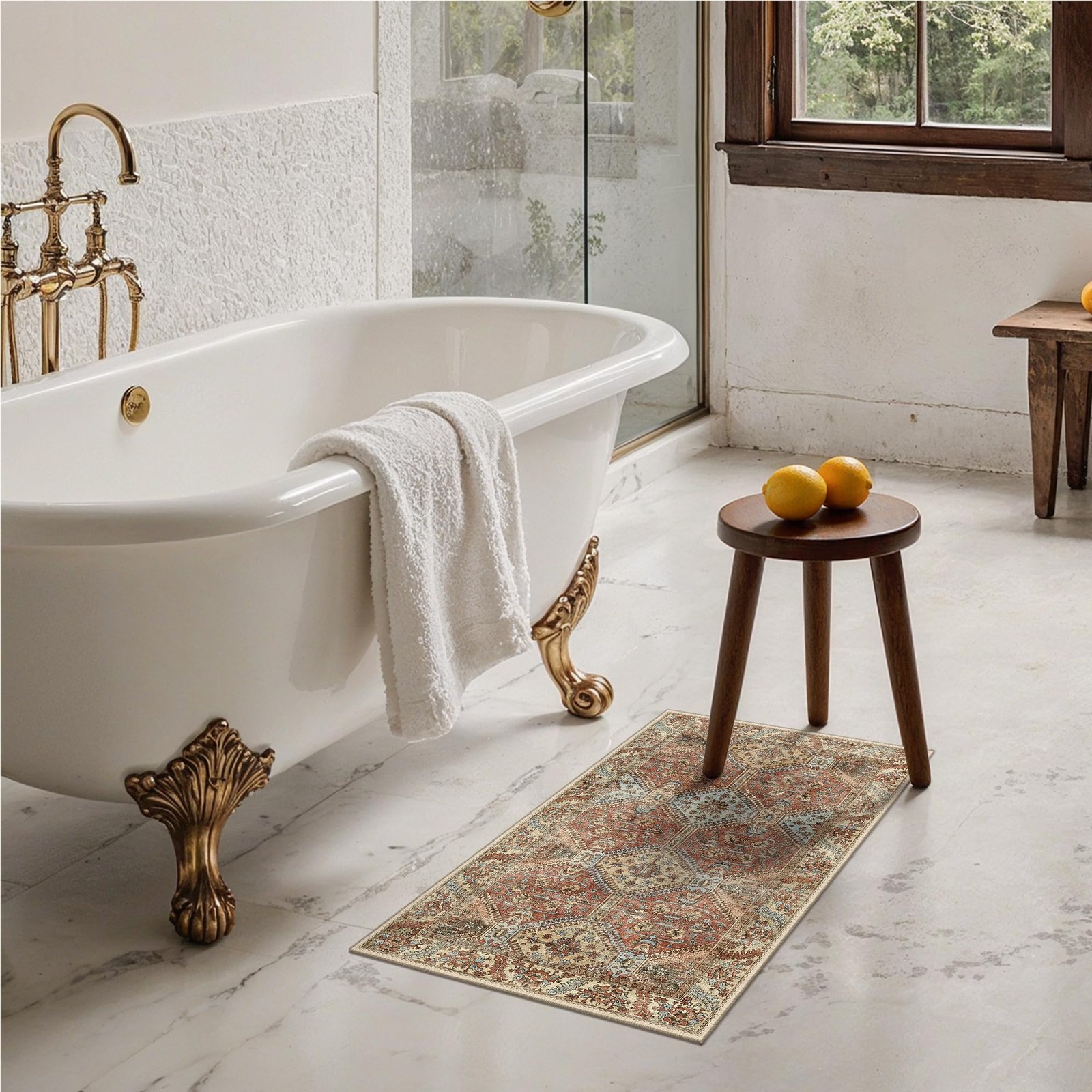 DAIMYO HILLS Washable Runner Rug 2x5, Non Slip Vintage Hallway Runner, Ultra Thin Low Pile Washable Carpet for Kitchen Entryway Bedroom, Brown - Image 265