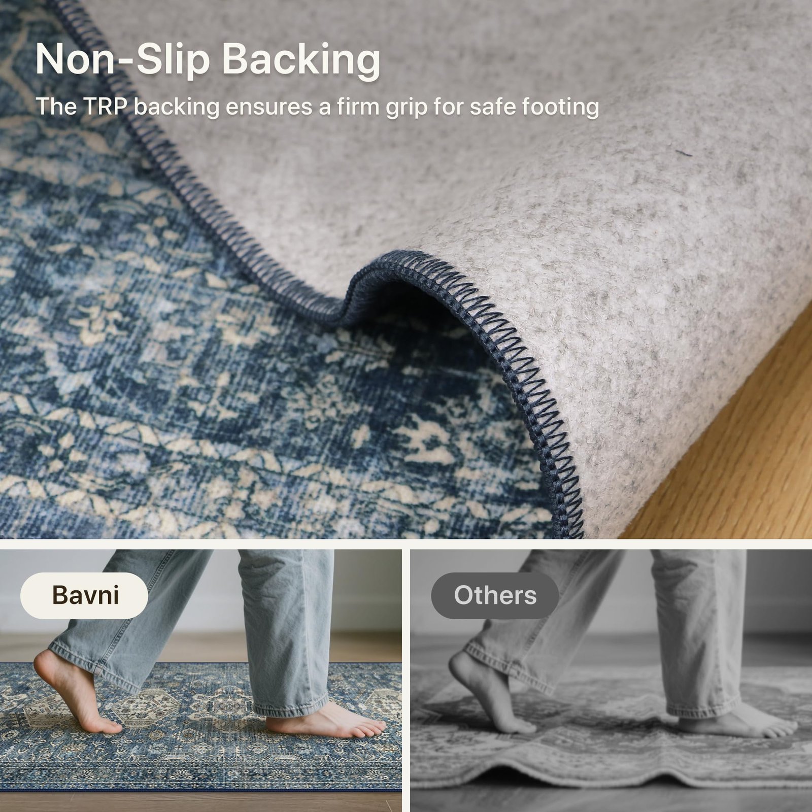 DAIMYO HILLS Washable Runner Rug 2x5, Non Slip Vintage Hallway Runner, Ultra Thin Low Pile Washable Carpet for Kitchen Entryway Bedroom, Brown - Image 5