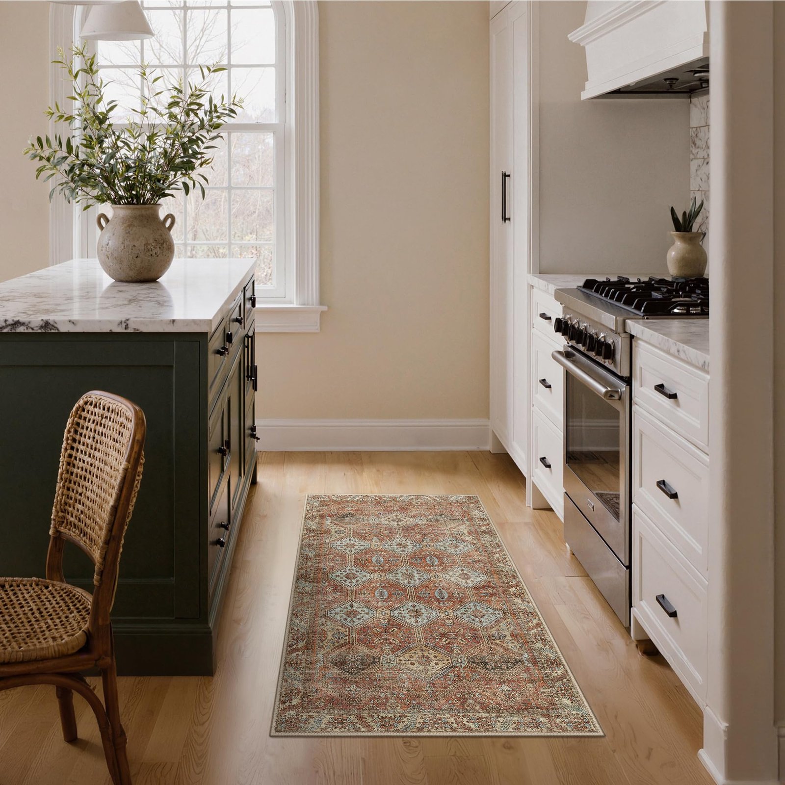 DAIMYO HILLS Washable Runner Rug 2x5, Non Slip Vintage Hallway Runner, Ultra Thin Low Pile Washable Carpet for Kitchen Entryway Bedroom, Brown - Image 35