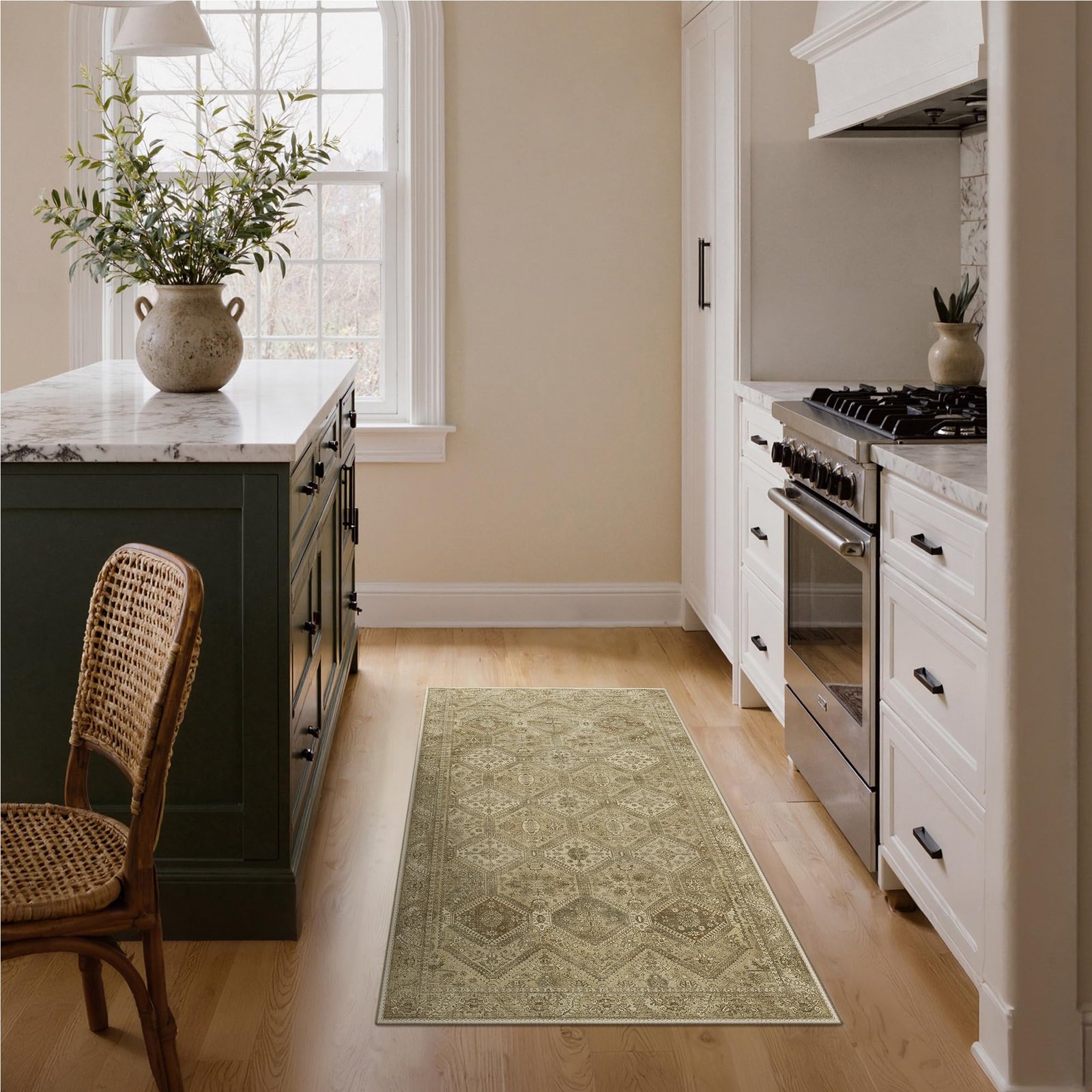 DAIMYO HILLS Washable Runner Rug 2x5, Non Slip Vintage Hallway Runner, Ultra Thin Low Pile Washable Carpet for Kitchen Entryway Bedroom, Brown - Image 136