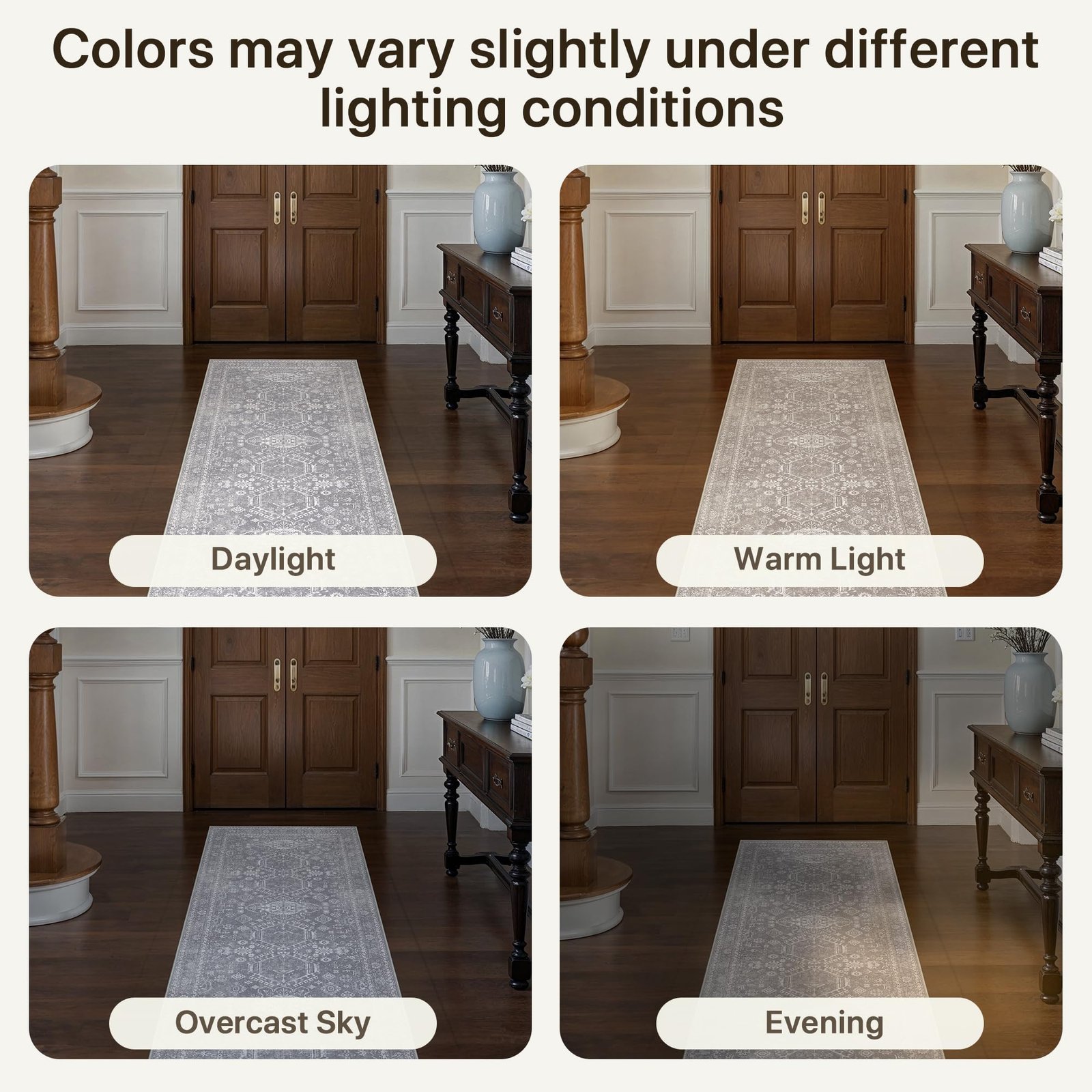 DAIMYO HILLS Washable Runner Rug 2x5, Non Slip Vintage Hallway Runner, Ultra Thin Low Pile Washable Carpet for Kitchen Entryway Bedroom, Brown - Image 245