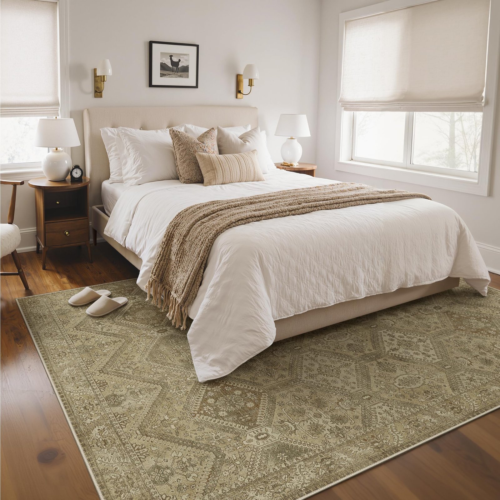 DAIMYO HILLS Washable Runner Rug 2x5, Non Slip Vintage Hallway Runner, Ultra Thin Low Pile Washable Carpet for Kitchen Entryway Bedroom, Brown - Image 165