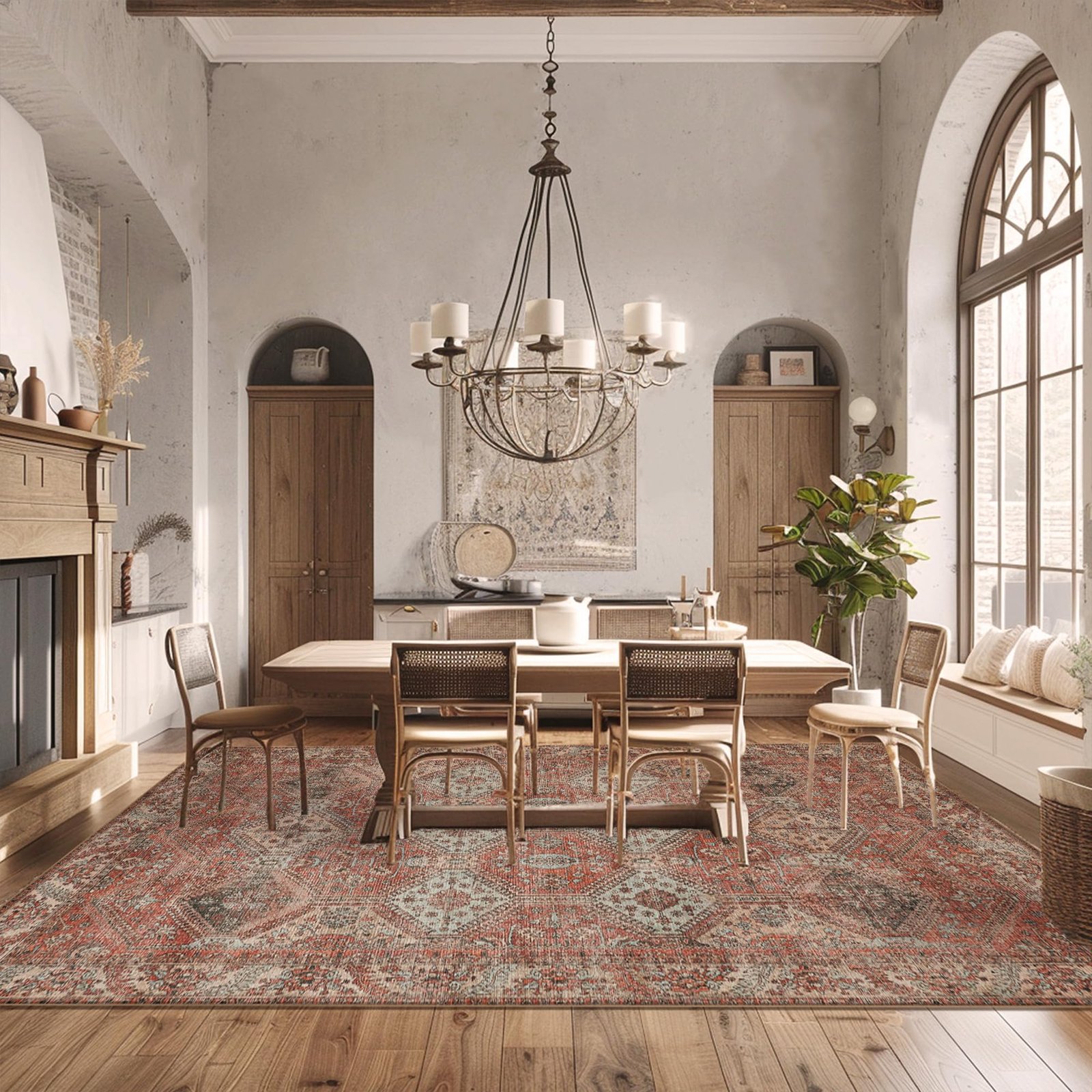 DAIMYO HILLS Washable Runner Rug 2x5, Non Slip Vintage Hallway Runner, Ultra Thin Low Pile Washable Carpet for Kitchen Entryway Bedroom, Brown - Image 182