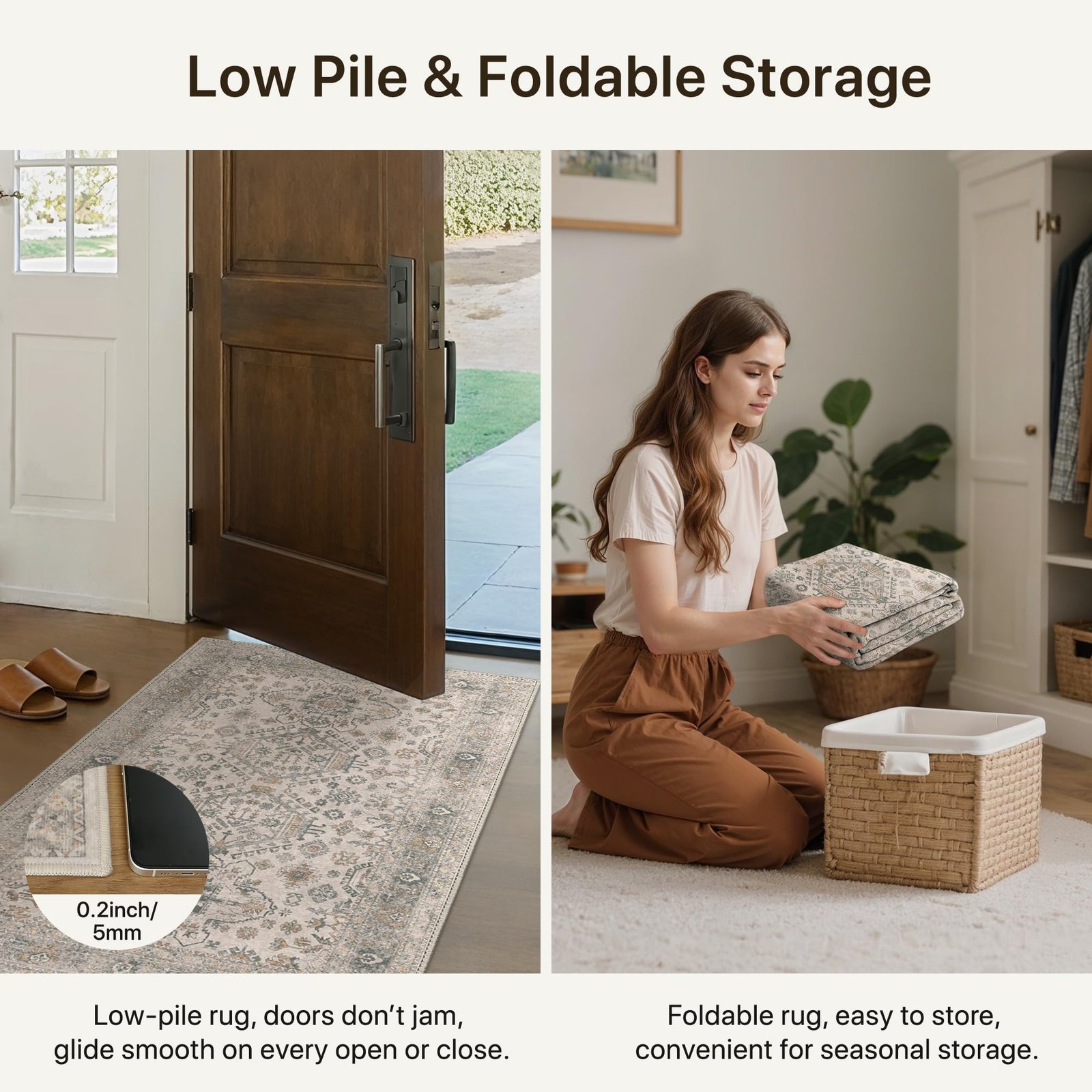 DAIMYO HILLS Washable Runner Rug 2x5, Non Slip Vintage Hallway Runner, Ultra Thin Low Pile Washable Carpet for Kitchen Entryway Bedroom, Brown - Image 278