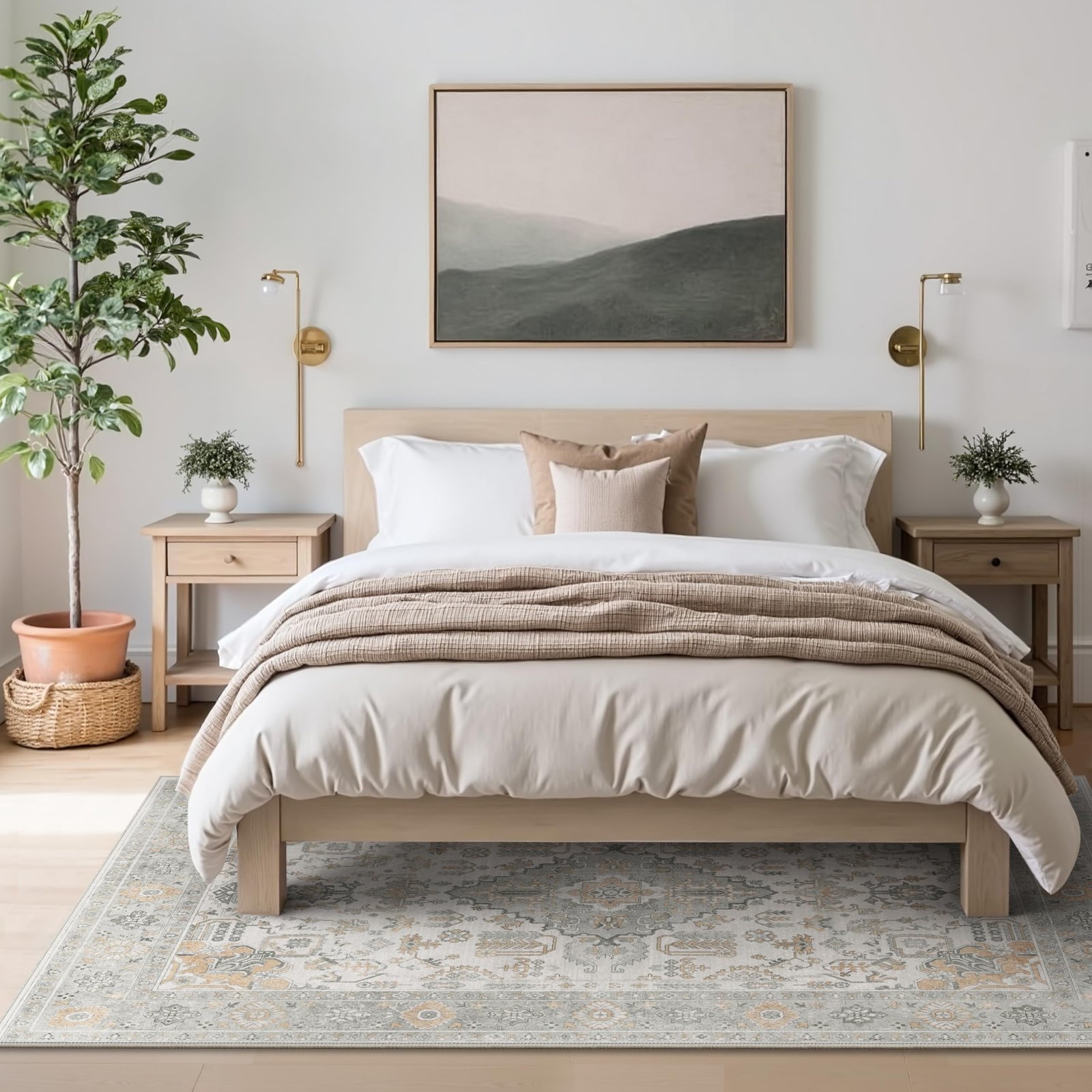 DAIMYO HILLS Washable Runner Rug 2x5, Non Slip Vintage Hallway Runner, Ultra Thin Low Pile Washable Carpet for Kitchen Entryway Bedroom, Brown - Image 296