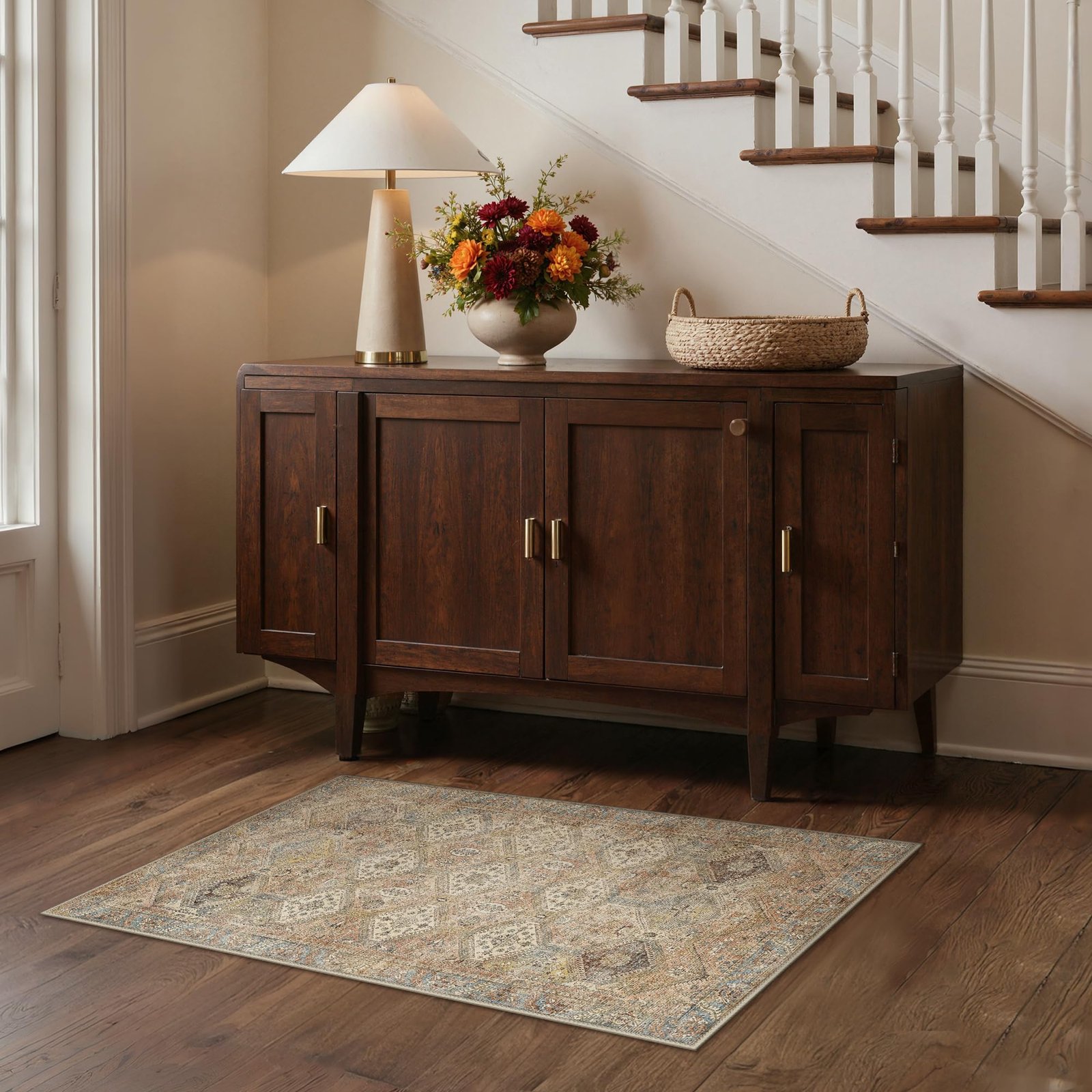 DAIMYO HILLS Washable Runner Rug 2x5, Non Slip Vintage Hallway Runner, Ultra Thin Low Pile Washable Carpet for Kitchen Entryway Bedroom, Brown - Image 308