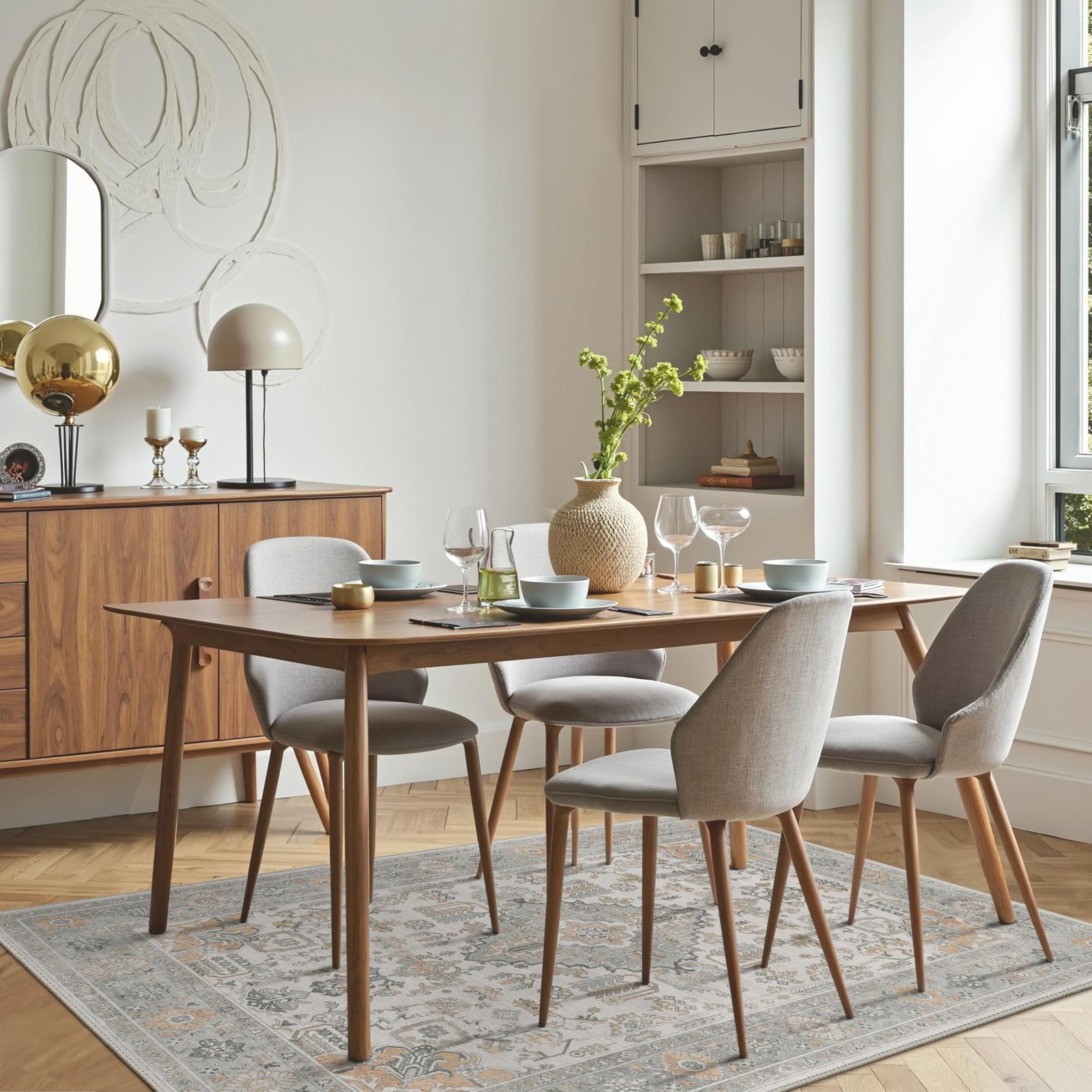 DAIMYO HILLS Washable Runner Rug 2x5, Non Slip Vintage Hallway Runner, Ultra Thin Low Pile Washable Carpet for Kitchen Entryway Bedroom, Brown - Image 295