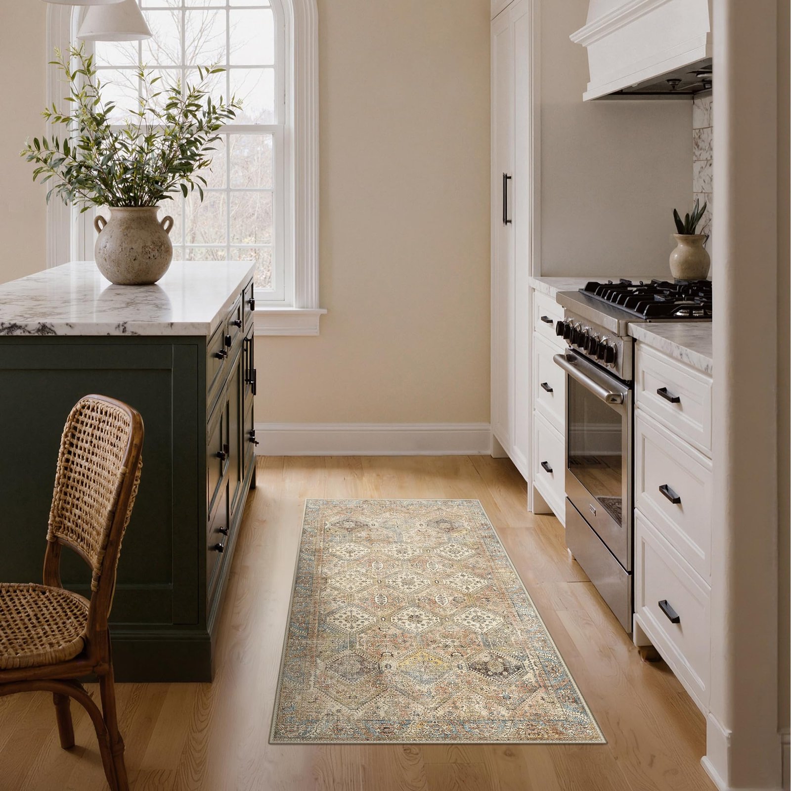 DAIMYO HILLS Washable Runner Rug 2x5, Non Slip Vintage Hallway Runner, Ultra Thin Low Pile Washable Carpet for Kitchen Entryway Bedroom, Brown - Image 309