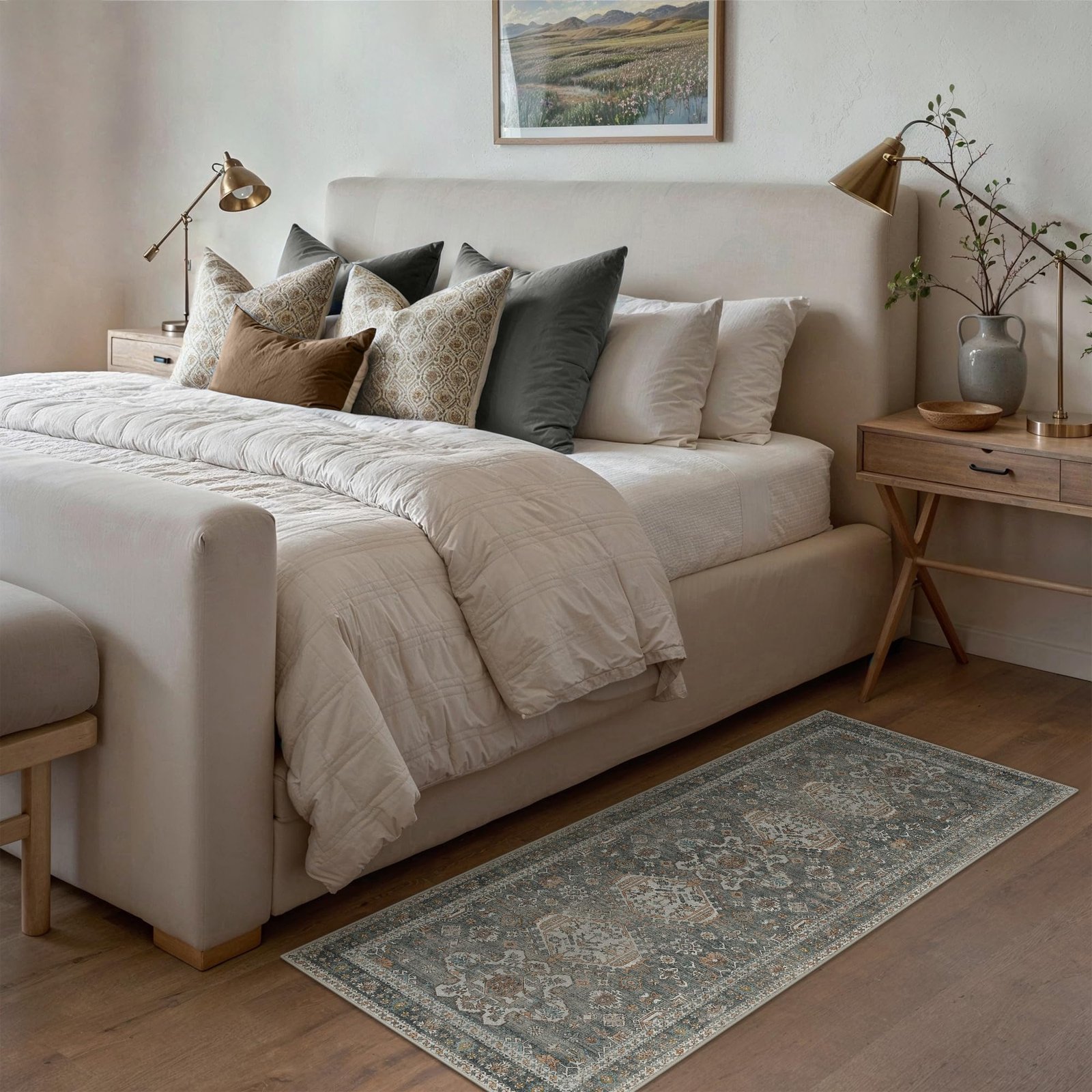 DAIMYO HILLS Washable Runner Rug 2x5, Non Slip Vintage Hallway Runner, Ultra Thin Low Pile Washable Carpet for Kitchen Entryway Bedroom, Brown - Image 77