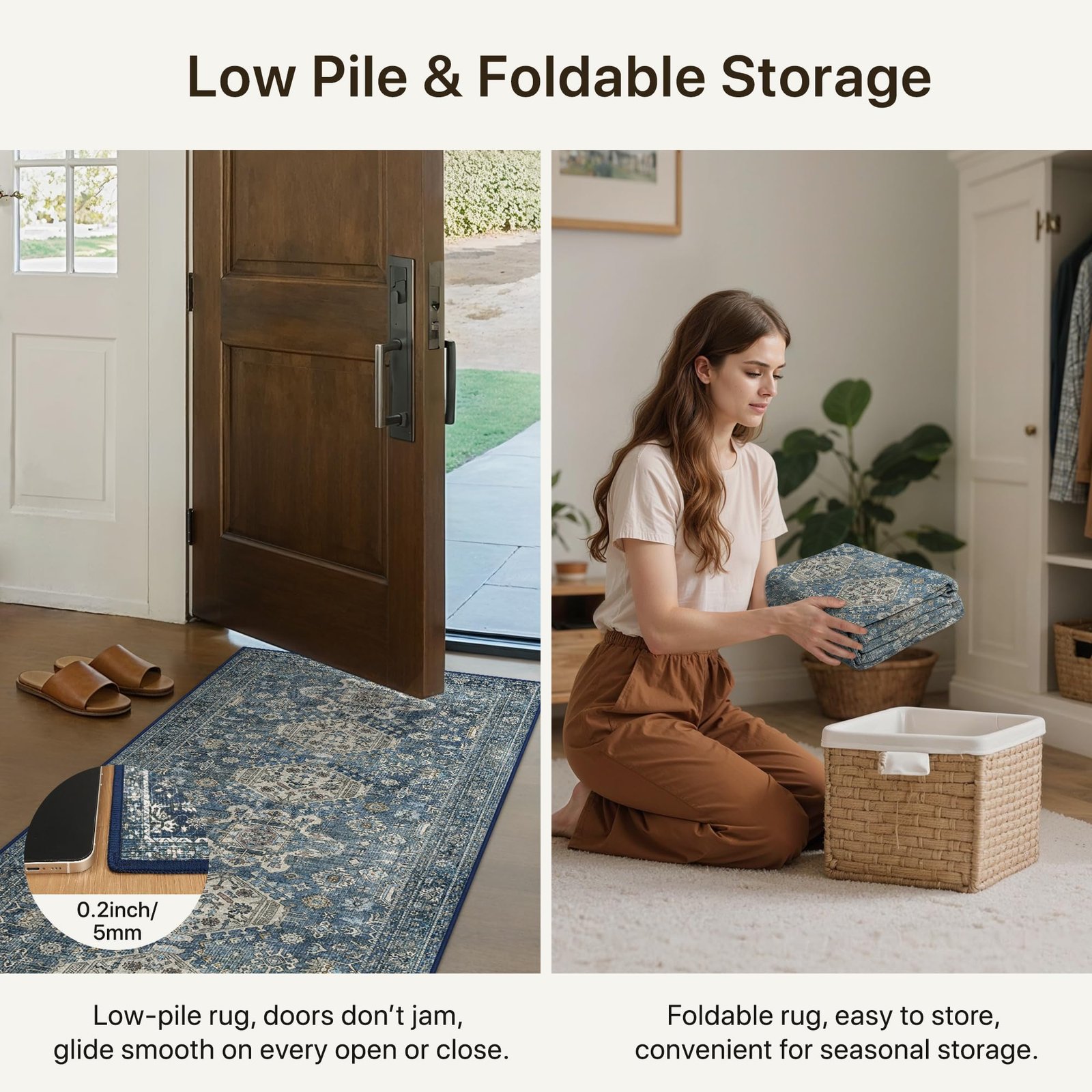 DAIMYO HILLS Washable Runner Rug 2x5, Non Slip Vintage Hallway Runner, Ultra Thin Low Pile Washable Carpet for Kitchen Entryway Bedroom, Brown - Image 6