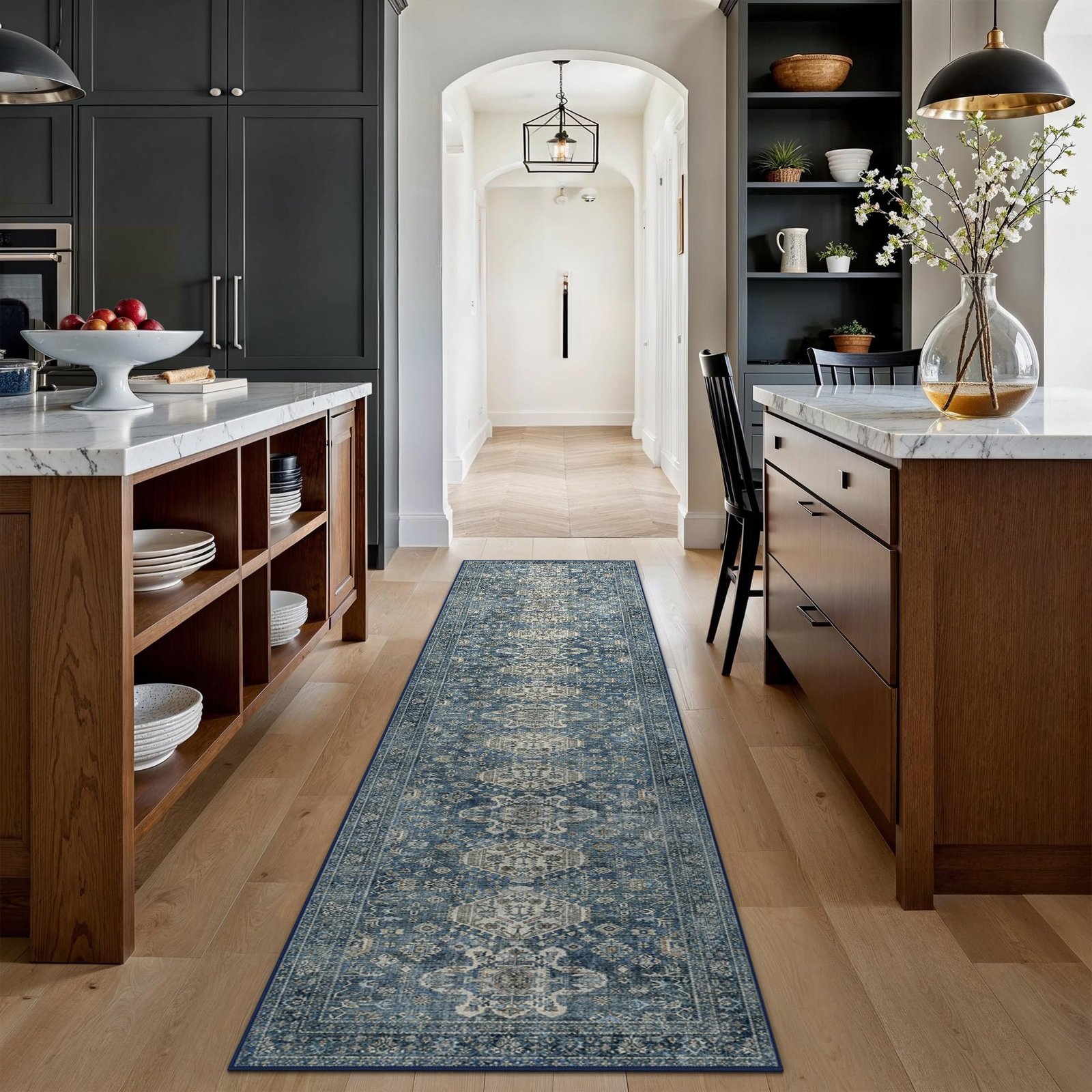 DAIMYO HILLS Washable Runner Rug 2x5, Non Slip Vintage Hallway Runner, Ultra Thin Low Pile Washable Carpet for Kitchen Entryway Bedroom, Brown - Image 46