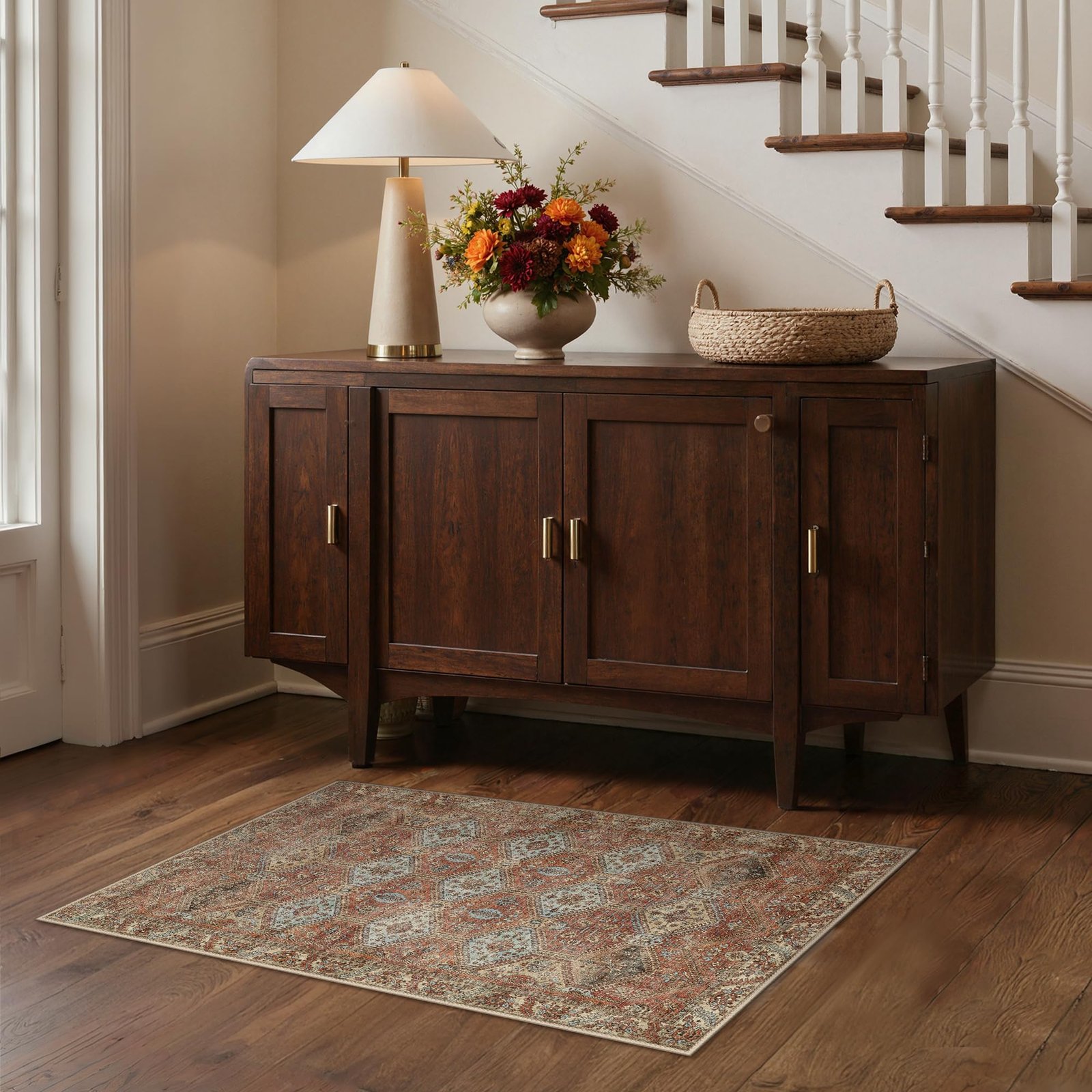 DAIMYO HILLS Washable Runner Rug 2x5, Non Slip Vintage Hallway Runner, Ultra Thin Low Pile Washable Carpet for Kitchen Entryway Bedroom, Brown - Image 34