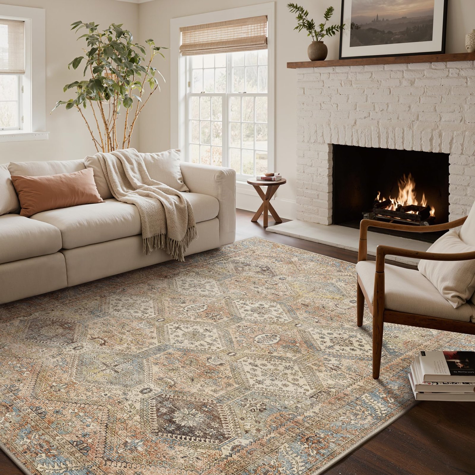 DAIMYO HILLS Washable Runner Rug 2x5, Non Slip Vintage Hallway Runner, Ultra Thin Low Pile Washable Carpet for Kitchen Entryway Bedroom, Brown - Image 82