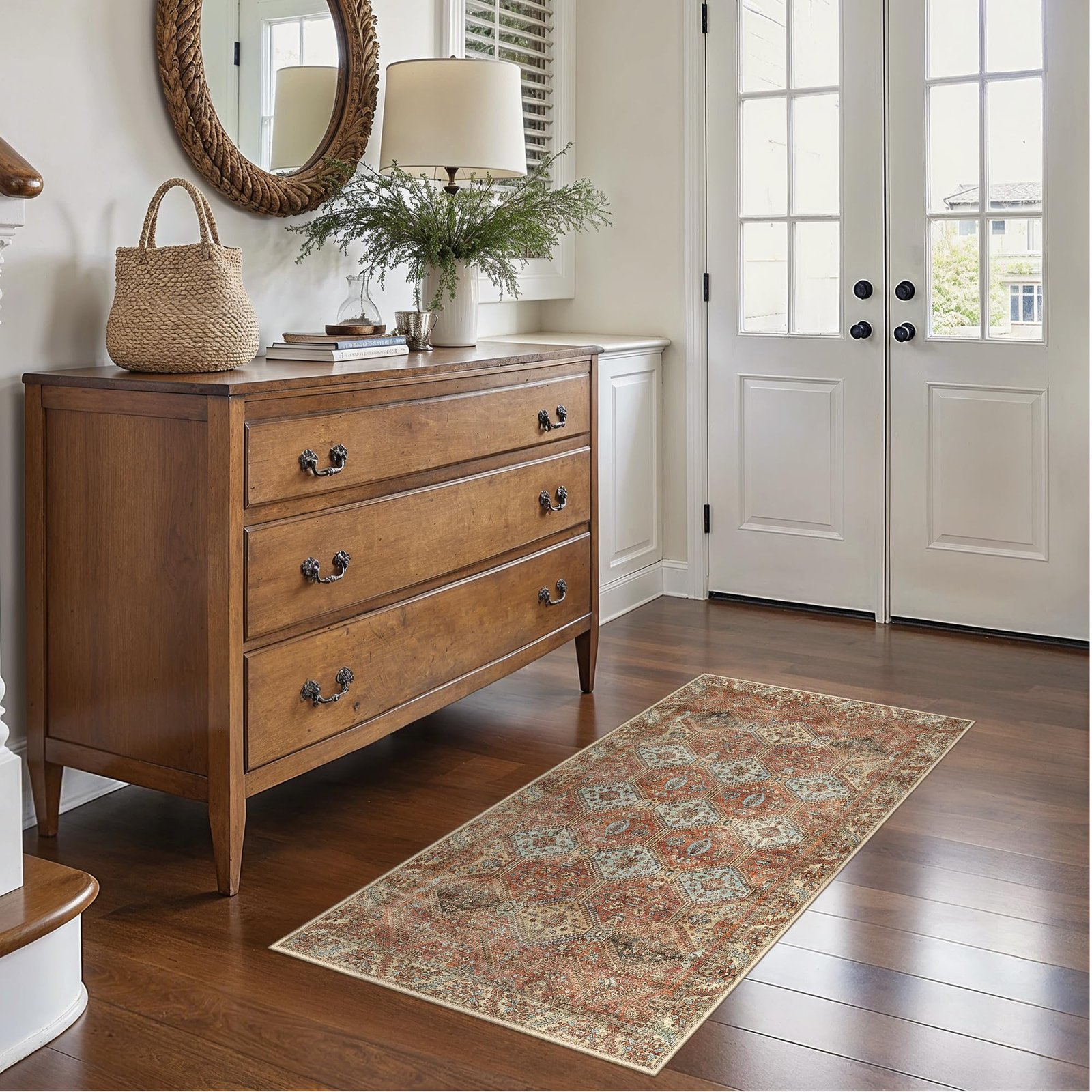 DAIMYO HILLS Washable Runner Rug 2x5, Non Slip Vintage Hallway Runner, Ultra Thin Low Pile Washable Carpet for Kitchen Entryway Bedroom, Brown - Image 32