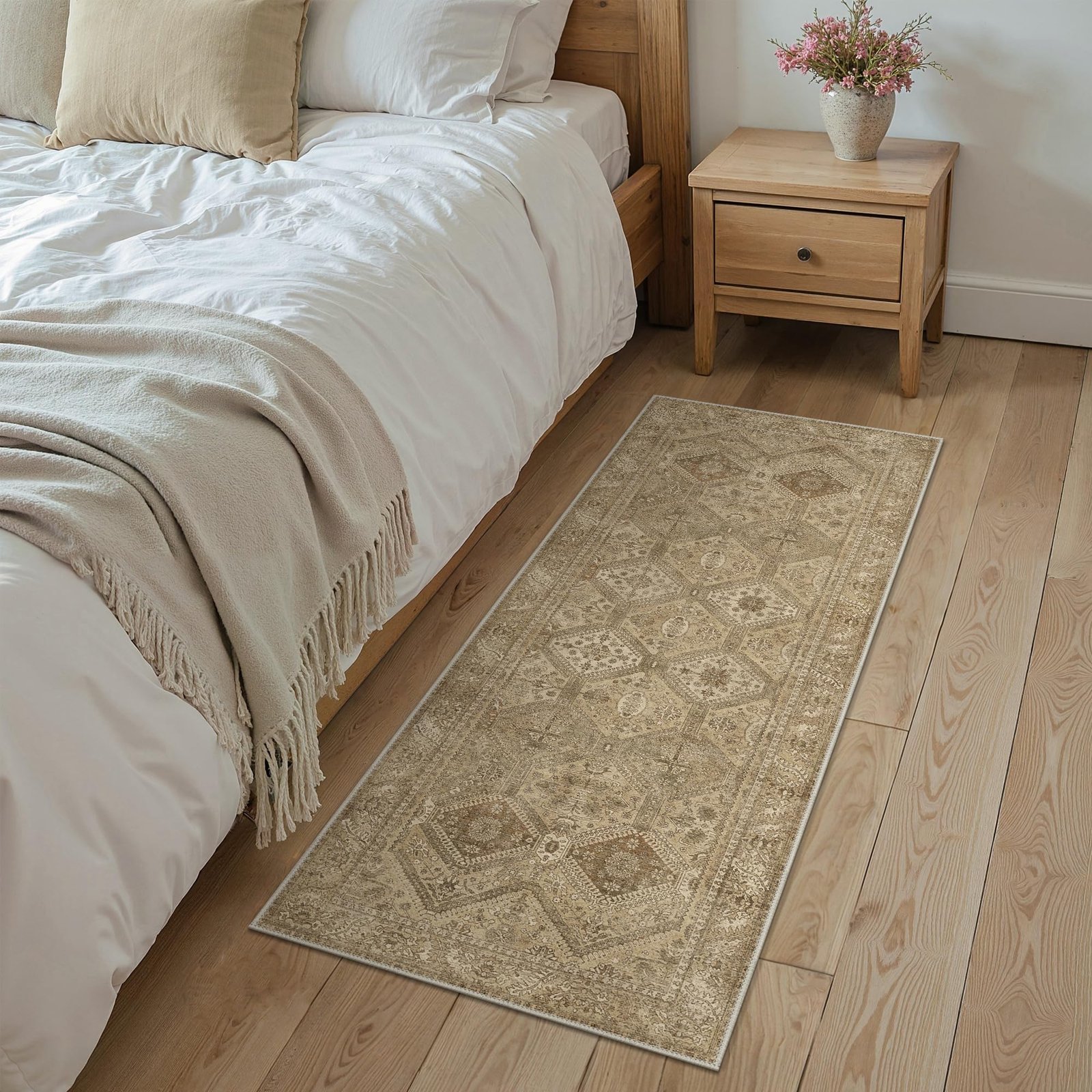 DAIMYO HILLS Washable Runner Rug 2x5, Non Slip Vintage Hallway Runner, Ultra Thin Low Pile Washable Carpet for Kitchen Entryway Bedroom, Brown - Image 260