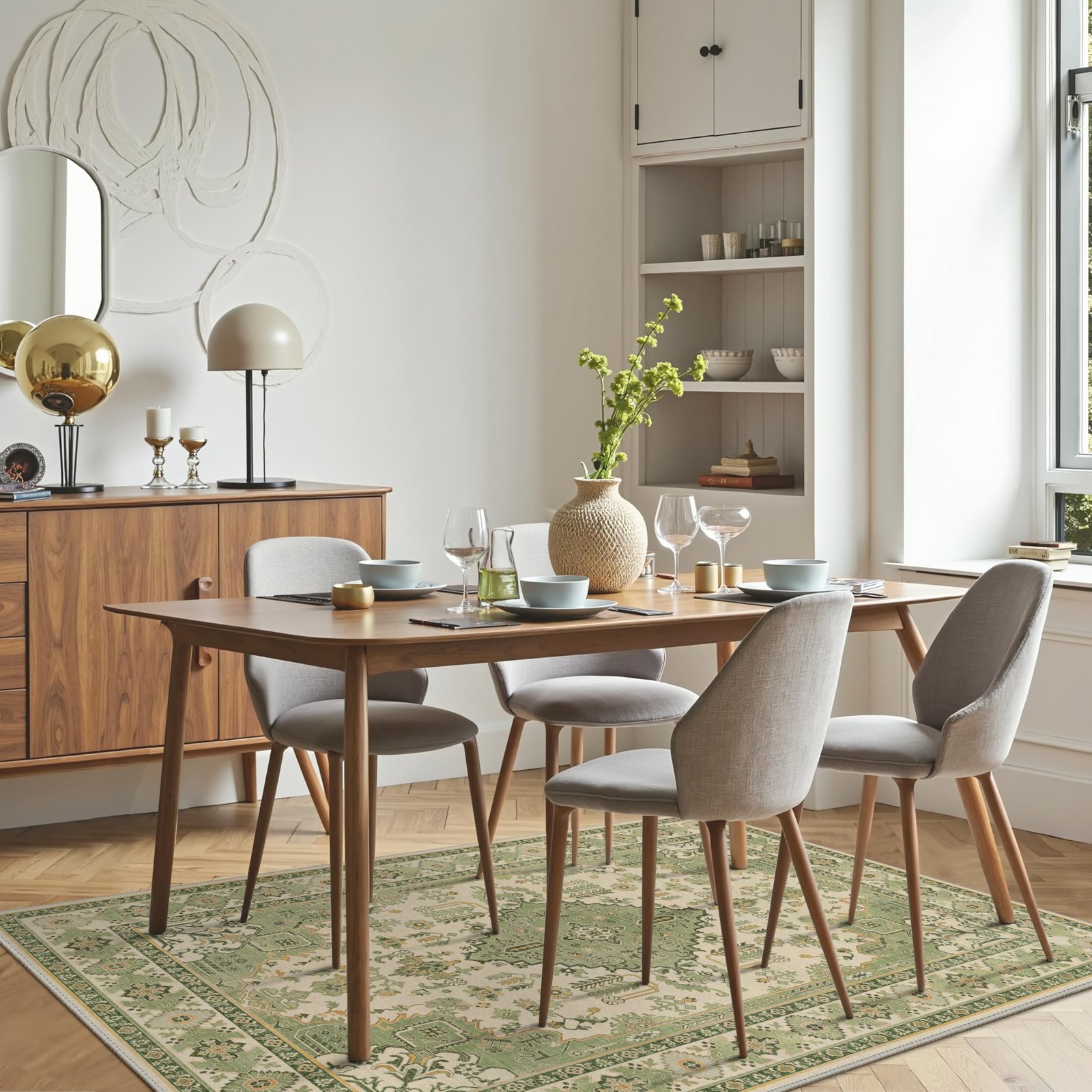 DAIMYO HILLS Washable Runner Rug 2x5, Non Slip Vintage Hallway Runner, Ultra Thin Low Pile Washable Carpet for Kitchen Entryway Bedroom, Brown - Image 10