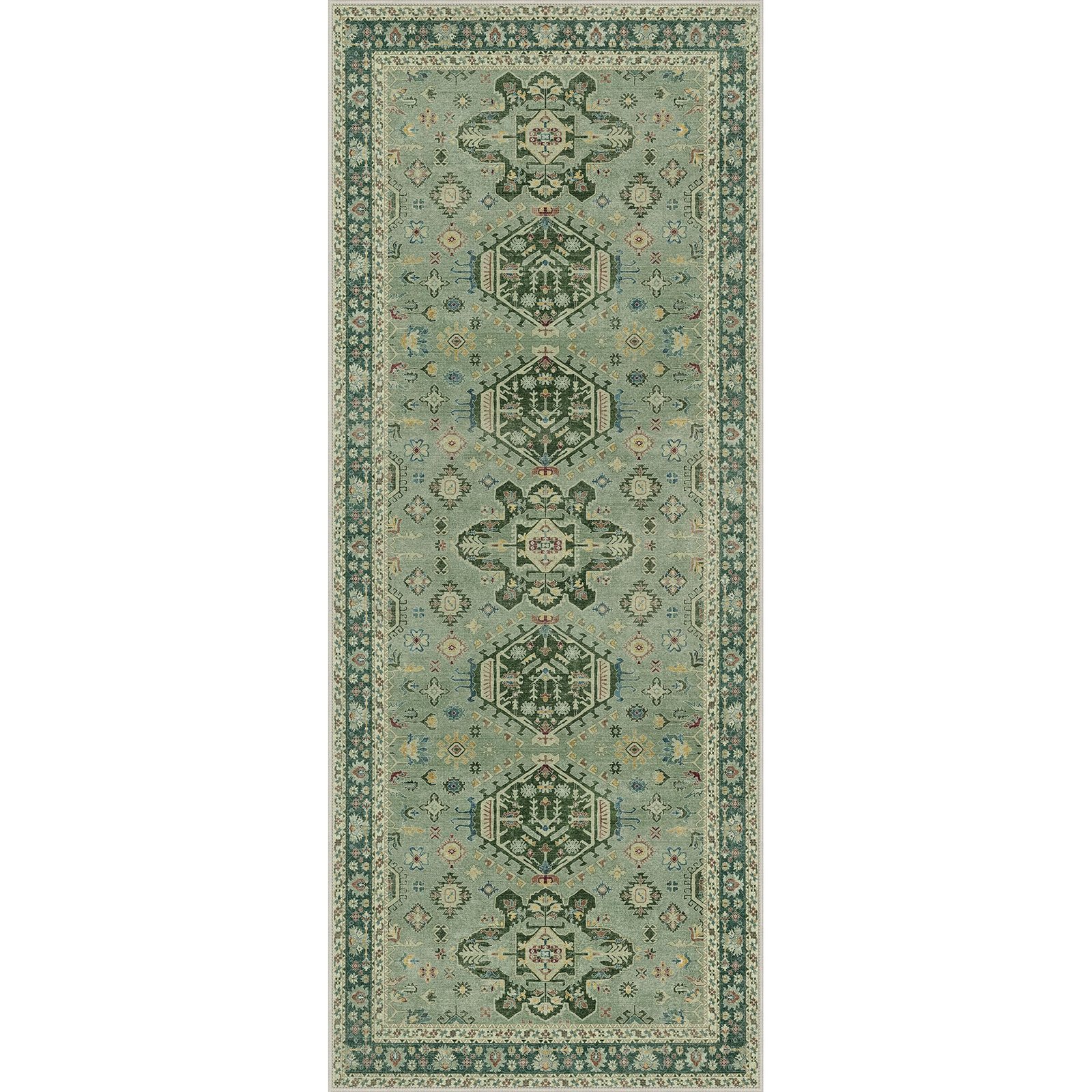 DAIMYO HILLS Washable Runner Rug 2x5, Non Slip Vintage Hallway Runner, Ultra Thin Low Pile Washable Carpet for Kitchen Entryway Bedroom, Brown - Image 343