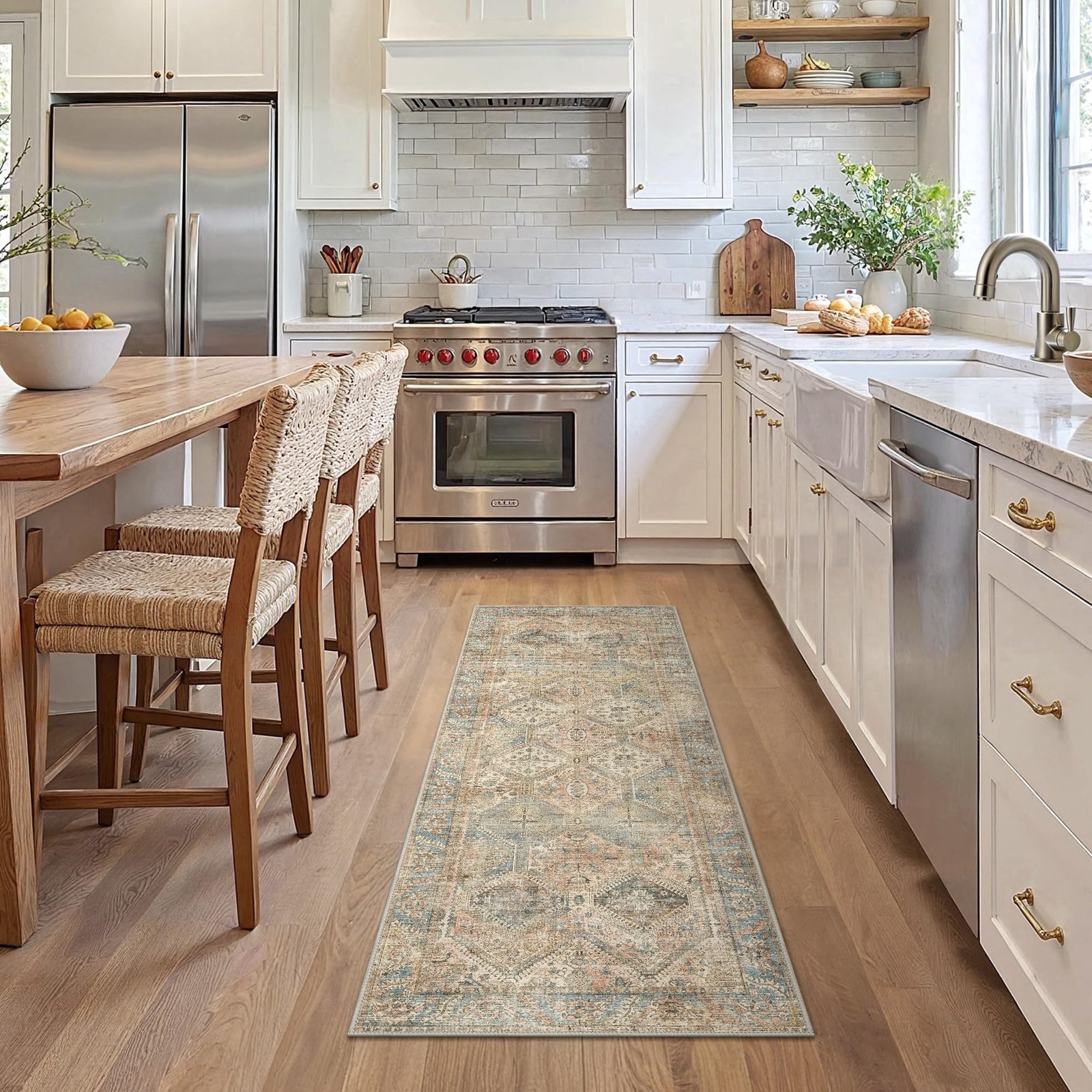 DAIMYO HILLS Washable Runner Rug 2x5, Non Slip Vintage Hallway Runner, Ultra Thin Low Pile Washable Carpet for Kitchen Entryway Bedroom, Brown - Image 338