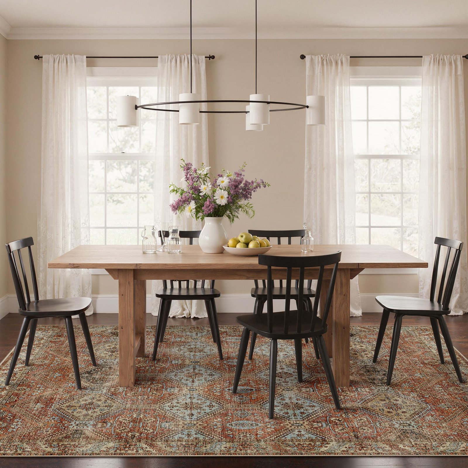 DAIMYO HILLS Washable Runner Rug 2x5, Non Slip Vintage Hallway Runner, Ultra Thin Low Pile Washable Carpet for Kitchen Entryway Bedroom, Brown - Image 177