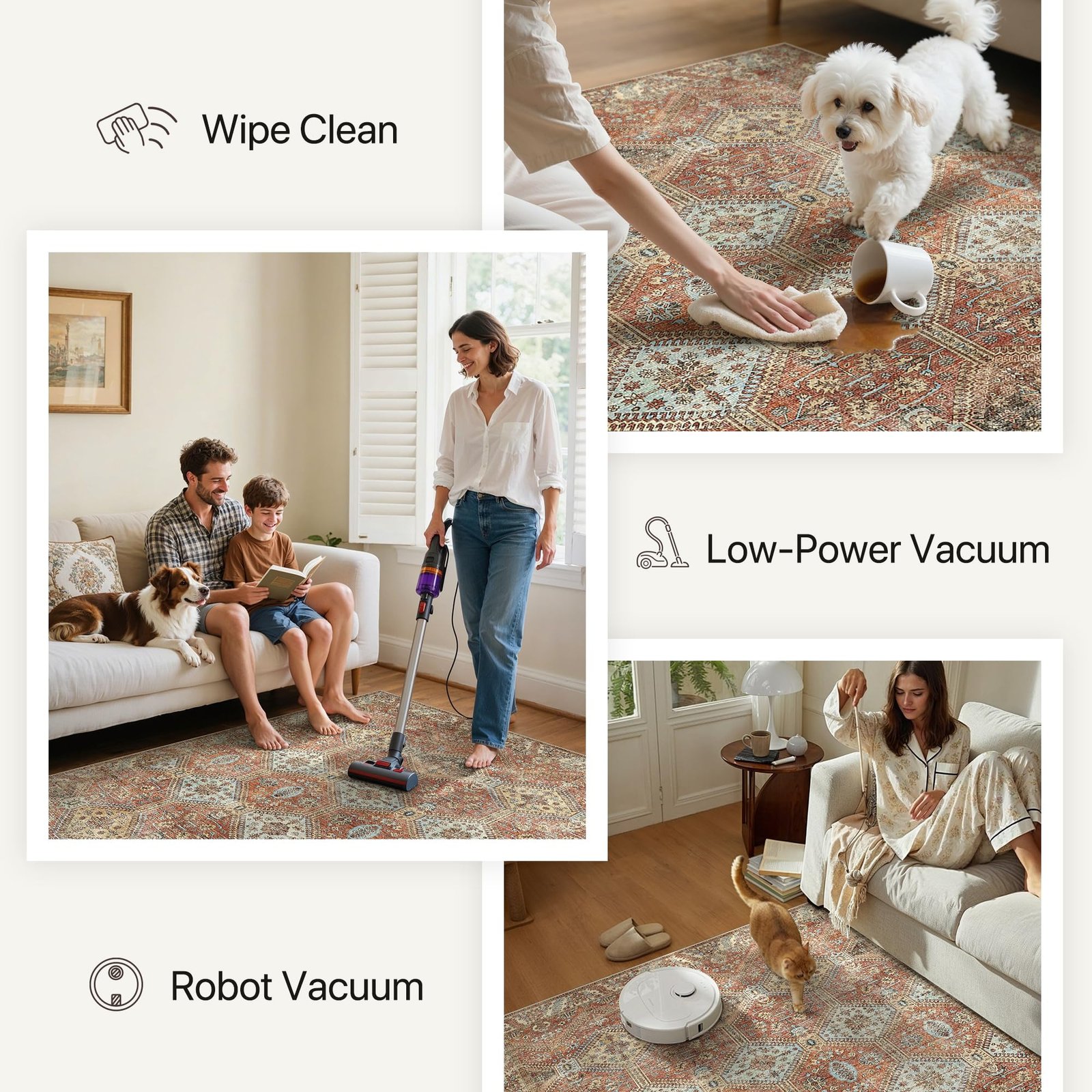 DAIMYO HILLS Washable Runner Rug 2x5, Non Slip Vintage Hallway Runner, Ultra Thin Low Pile Washable Carpet for Kitchen Entryway Bedroom, Brown - Image 37