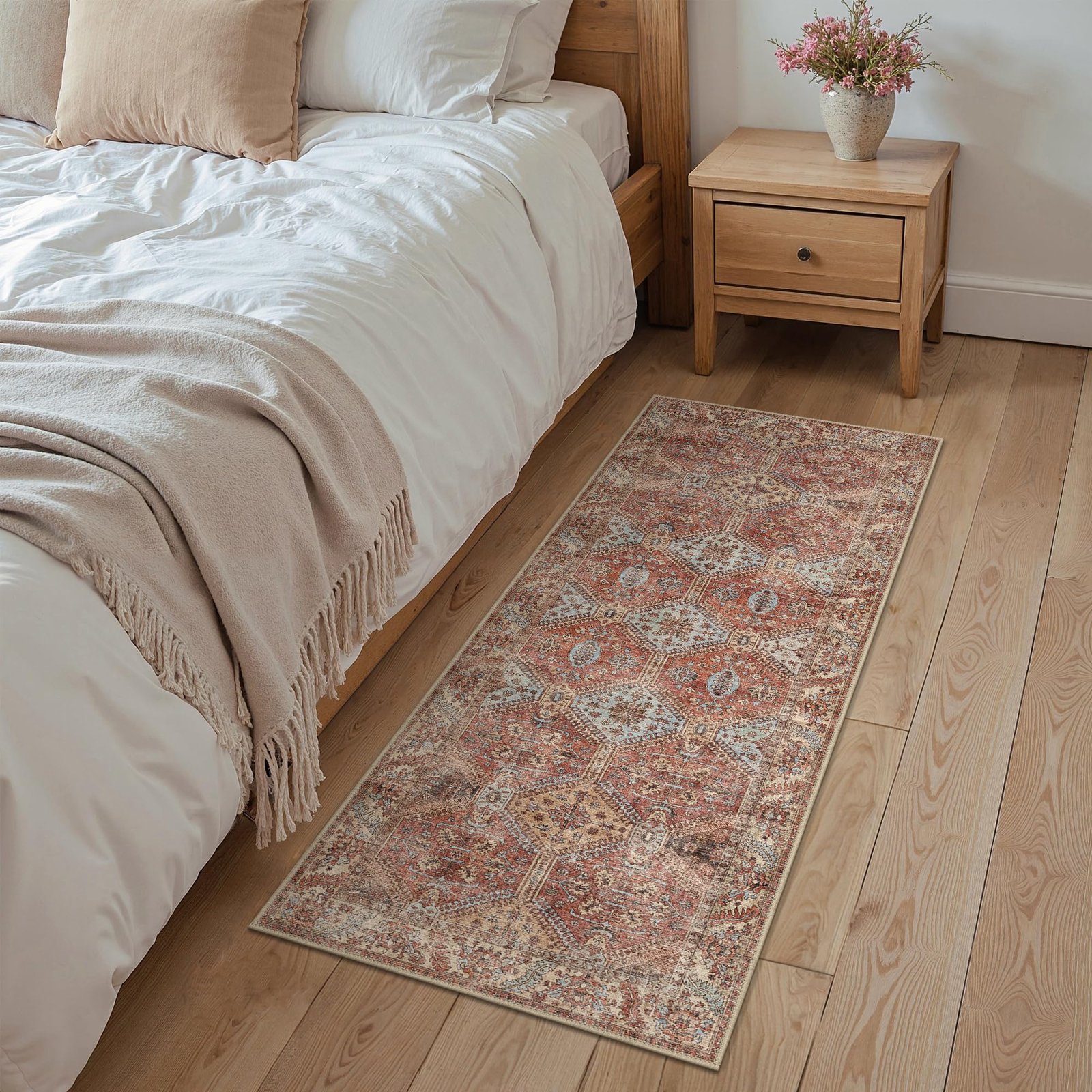 DAIMYO HILLS Washable Runner Rug 2x5, Non Slip Vintage Hallway Runner, Ultra Thin Low Pile Washable Carpet for Kitchen Entryway Bedroom, Brown - Image 107