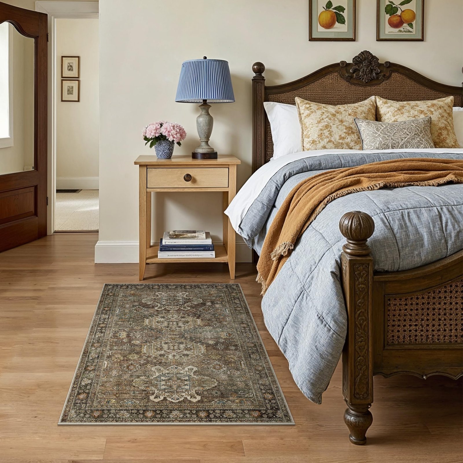 DAIMYO HILLS Washable Runner Rug 2x5, Non Slip Vintage Hallway Runner, Ultra Thin Low Pile Washable Carpet for Kitchen Entryway Bedroom, Brown - Image 192