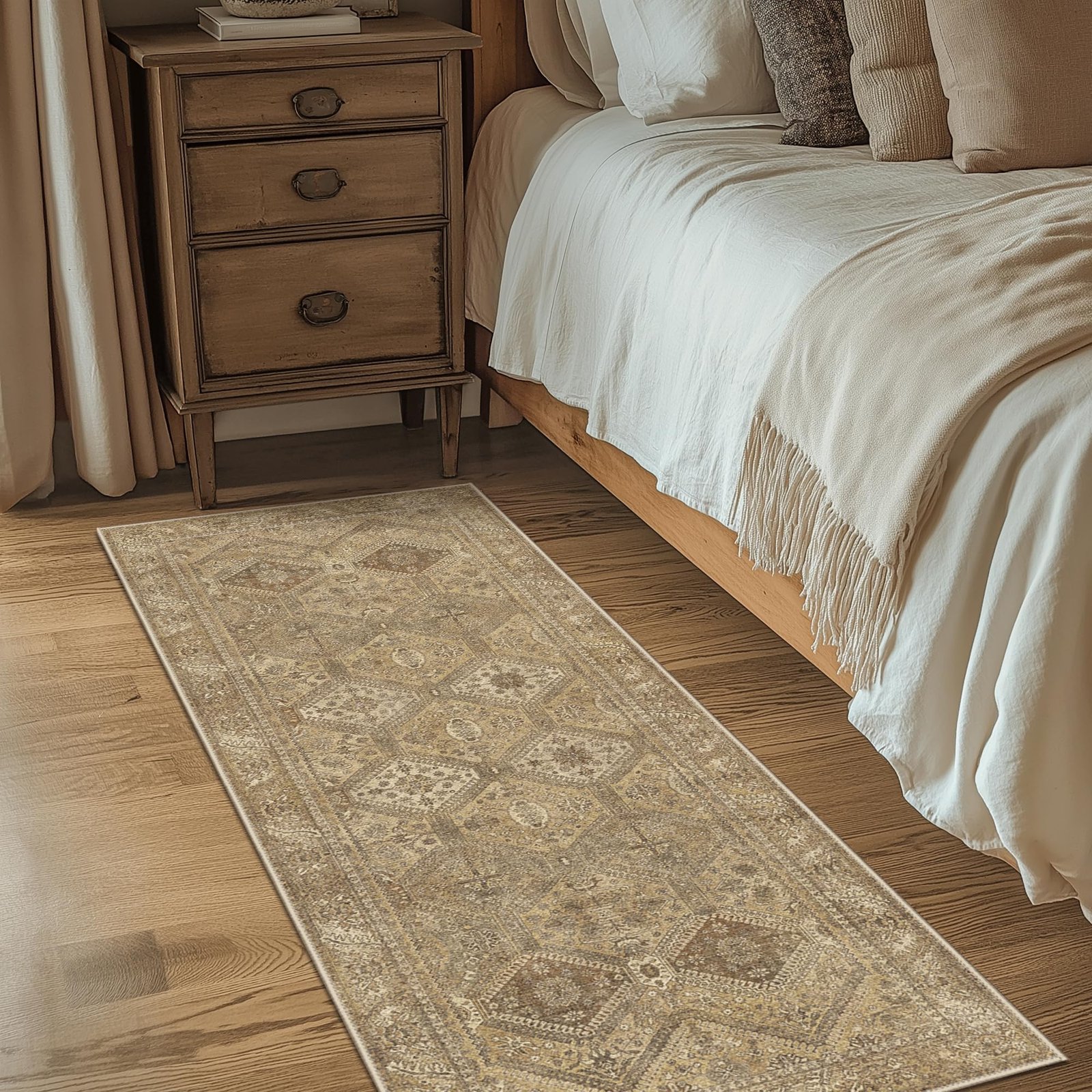 DAIMYO HILLS Washable Runner Rug 2x5, Non Slip Vintage Hallway Runner, Ultra Thin Low Pile Washable Carpet for Kitchen Entryway Bedroom, Brown - Image 110