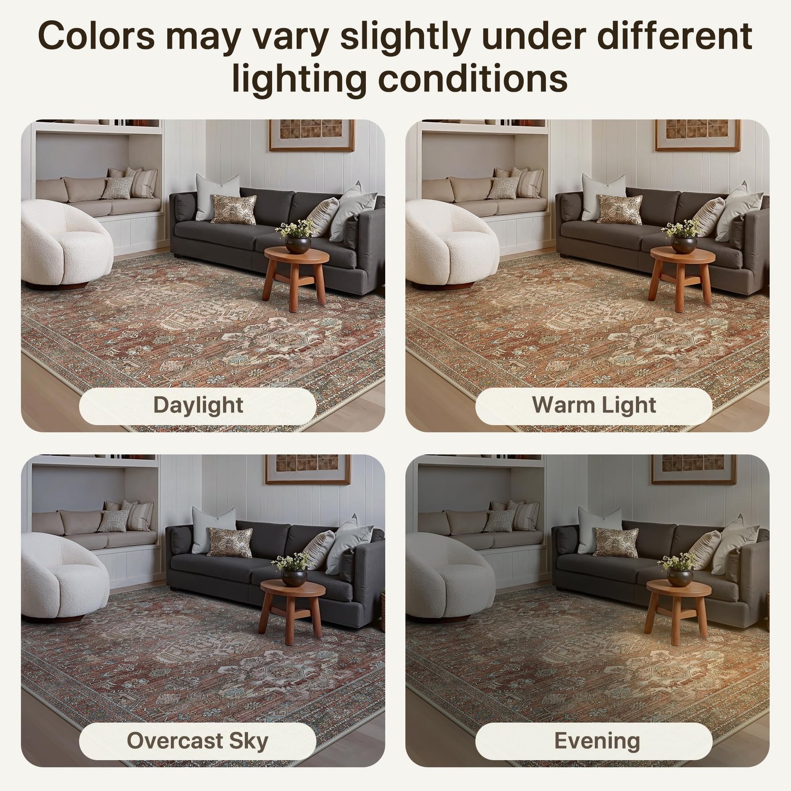 DAIMYO HILLS Washable Runner Rug 2x5, Non Slip Vintage Hallway Runner, Ultra Thin Low Pile Washable Carpet for Kitchen Entryway Bedroom, Brown - Image 21