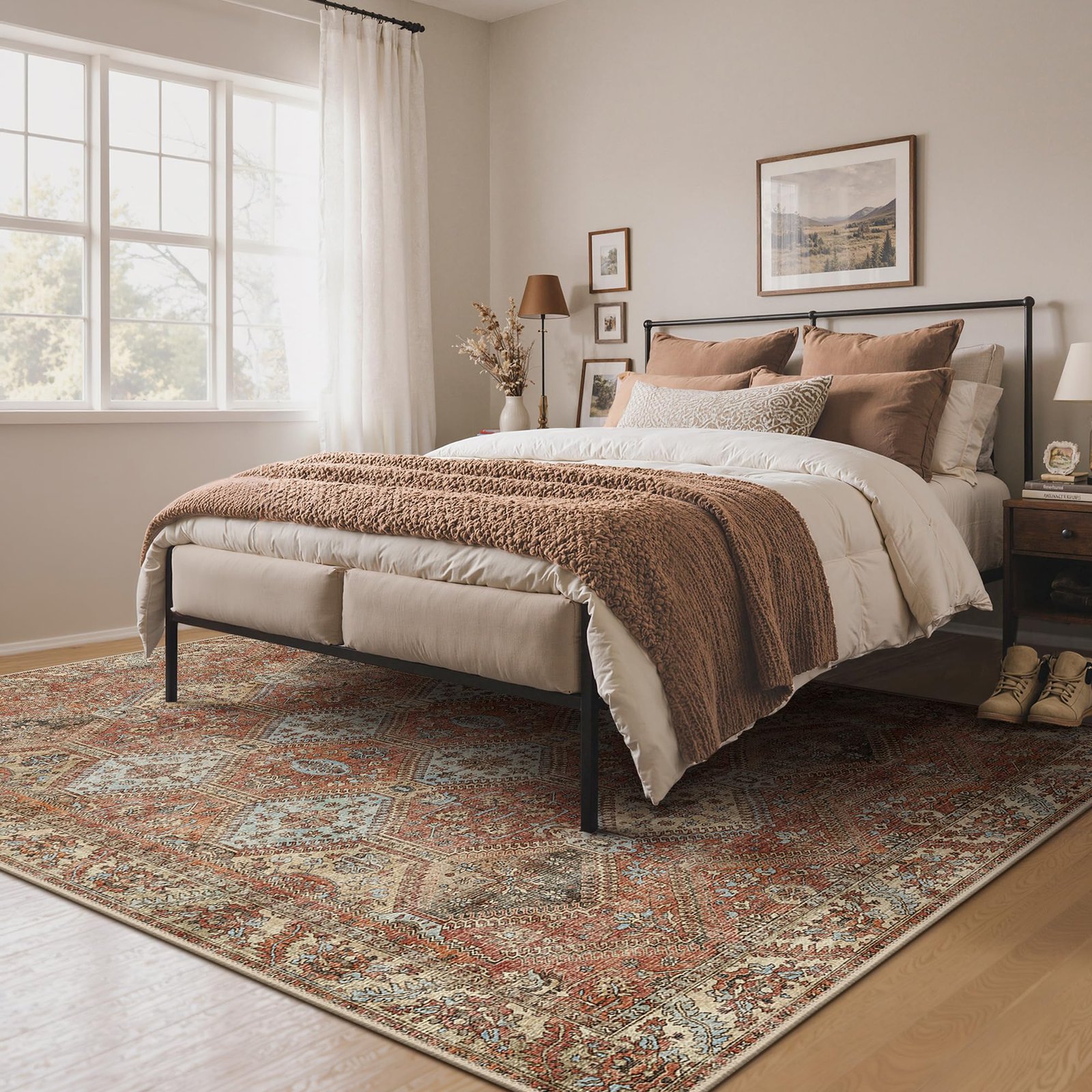 DAIMYO HILLS Washable Runner Rug 2x5, Non Slip Vintage Hallway Runner, Ultra Thin Low Pile Washable Carpet for Kitchen Entryway Bedroom, Brown - Image 171