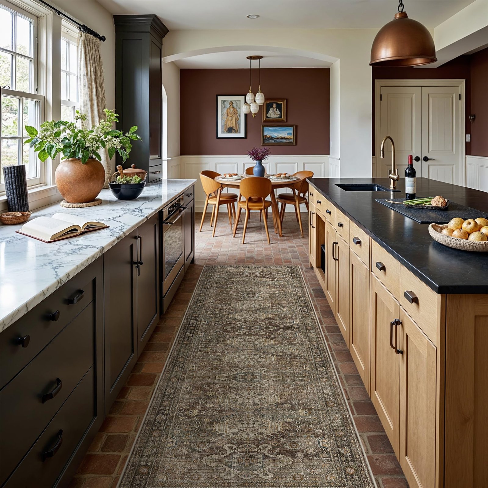 DAIMYO HILLS Washable Runner Rug 2x5, Non Slip Vintage Hallway Runner, Ultra Thin Low Pile Washable Carpet for Kitchen Entryway Bedroom, Brown - Image 78