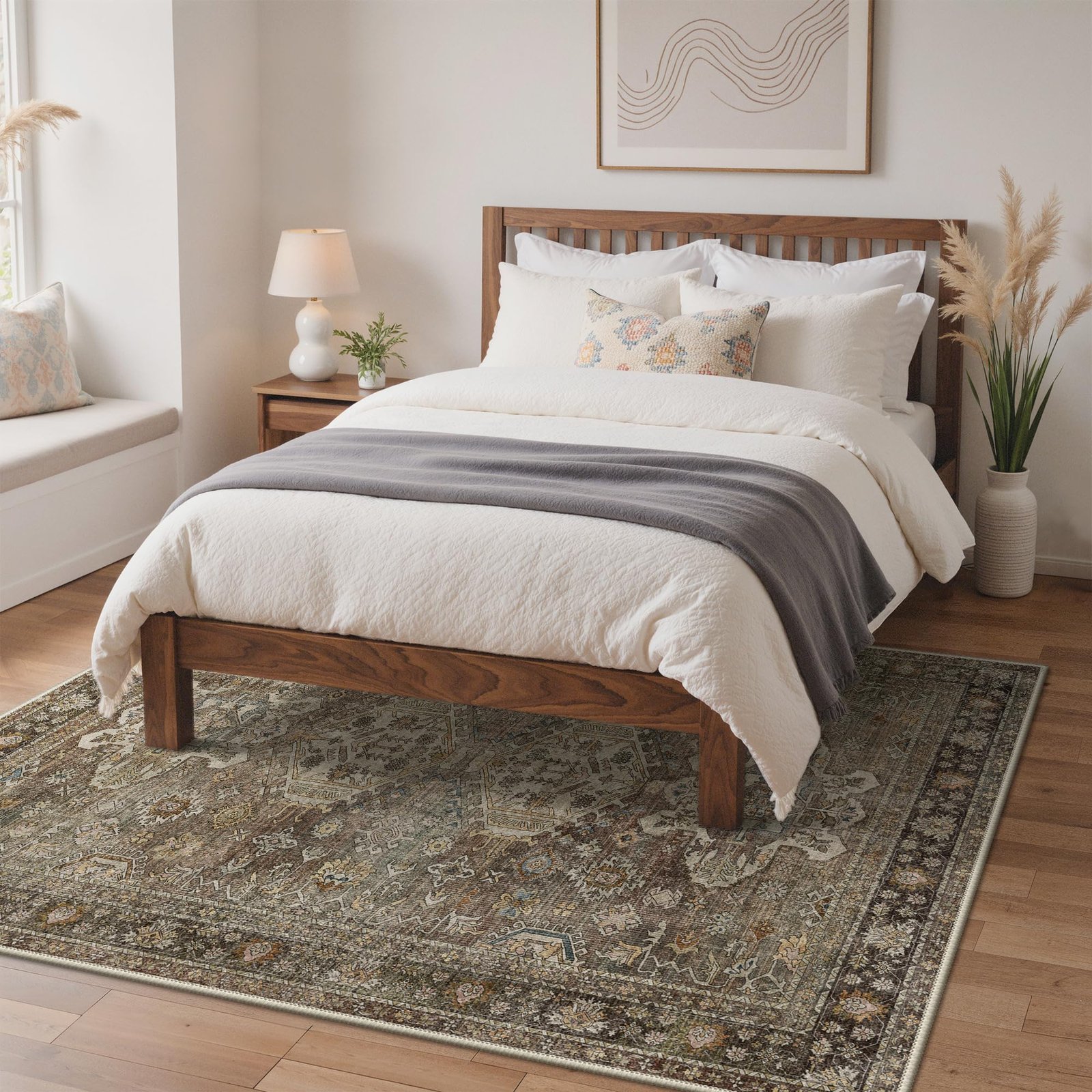 DAIMYO HILLS Washable Runner Rug 2x5, Non Slip Vintage Hallway Runner, Ultra Thin Low Pile Washable Carpet for Kitchen Entryway Bedroom, Brown - Image 7