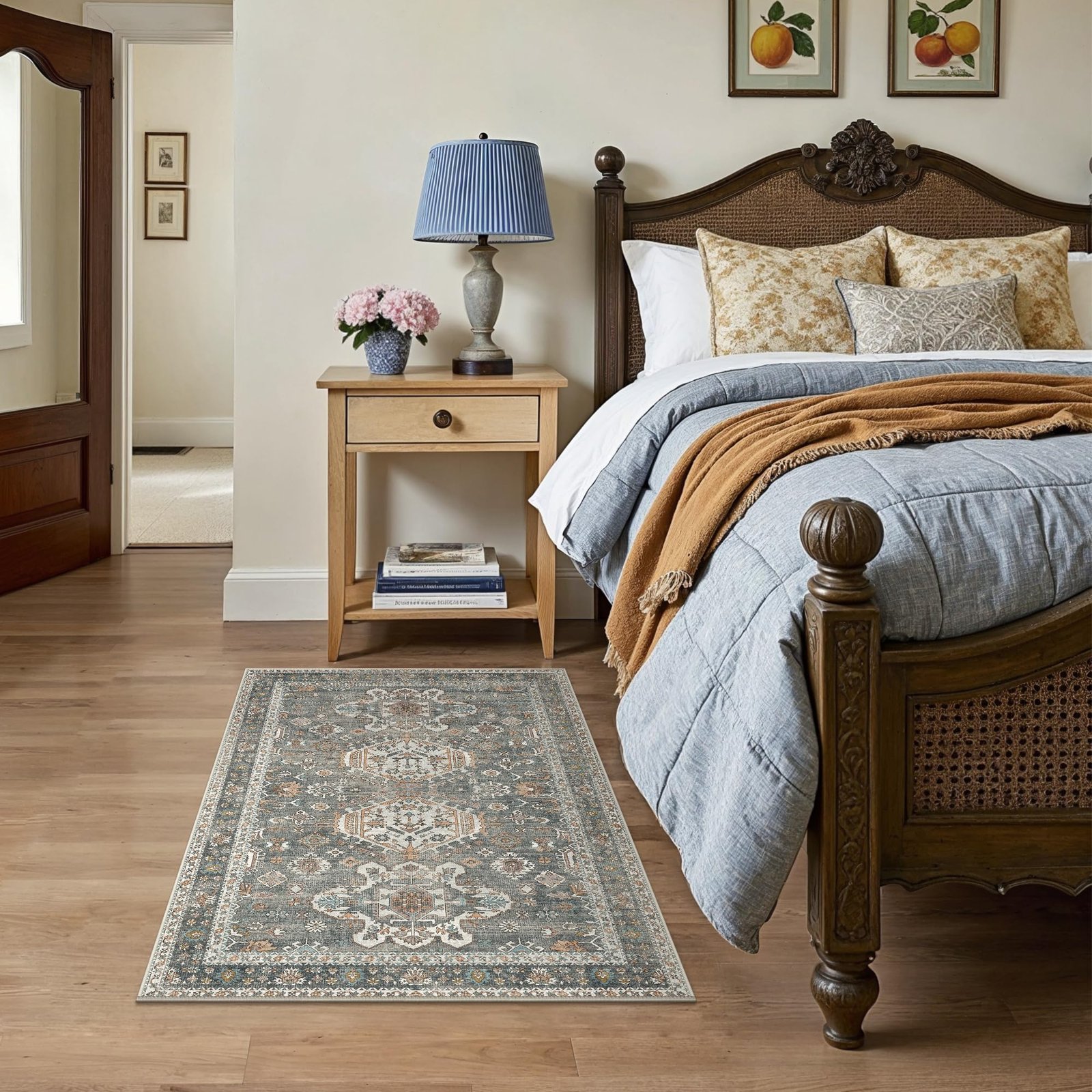 DAIMYO HILLS Washable Runner Rug 2x5, Non Slip Vintage Hallway Runner, Ultra Thin Low Pile Washable Carpet for Kitchen Entryway Bedroom, Brown - Image 251